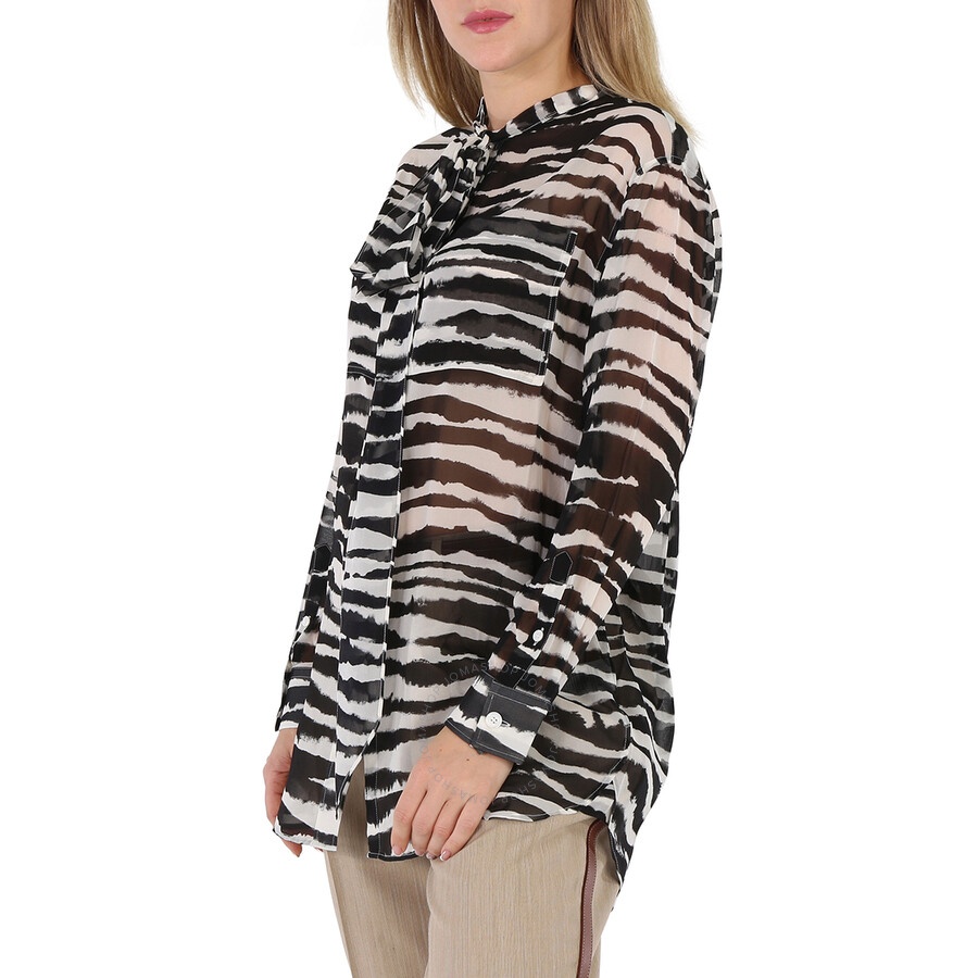 Burberry Silk Chiffon Watercolour Print Blouse - 5