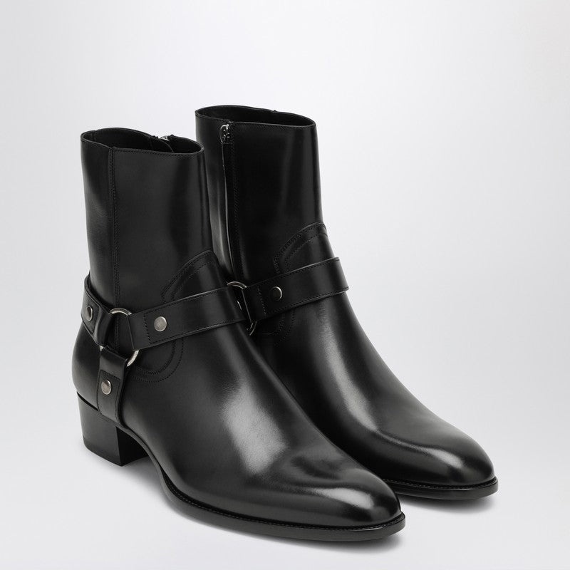 Saint Laurent Wyatt 40 Black Leather Boot Men - 1
