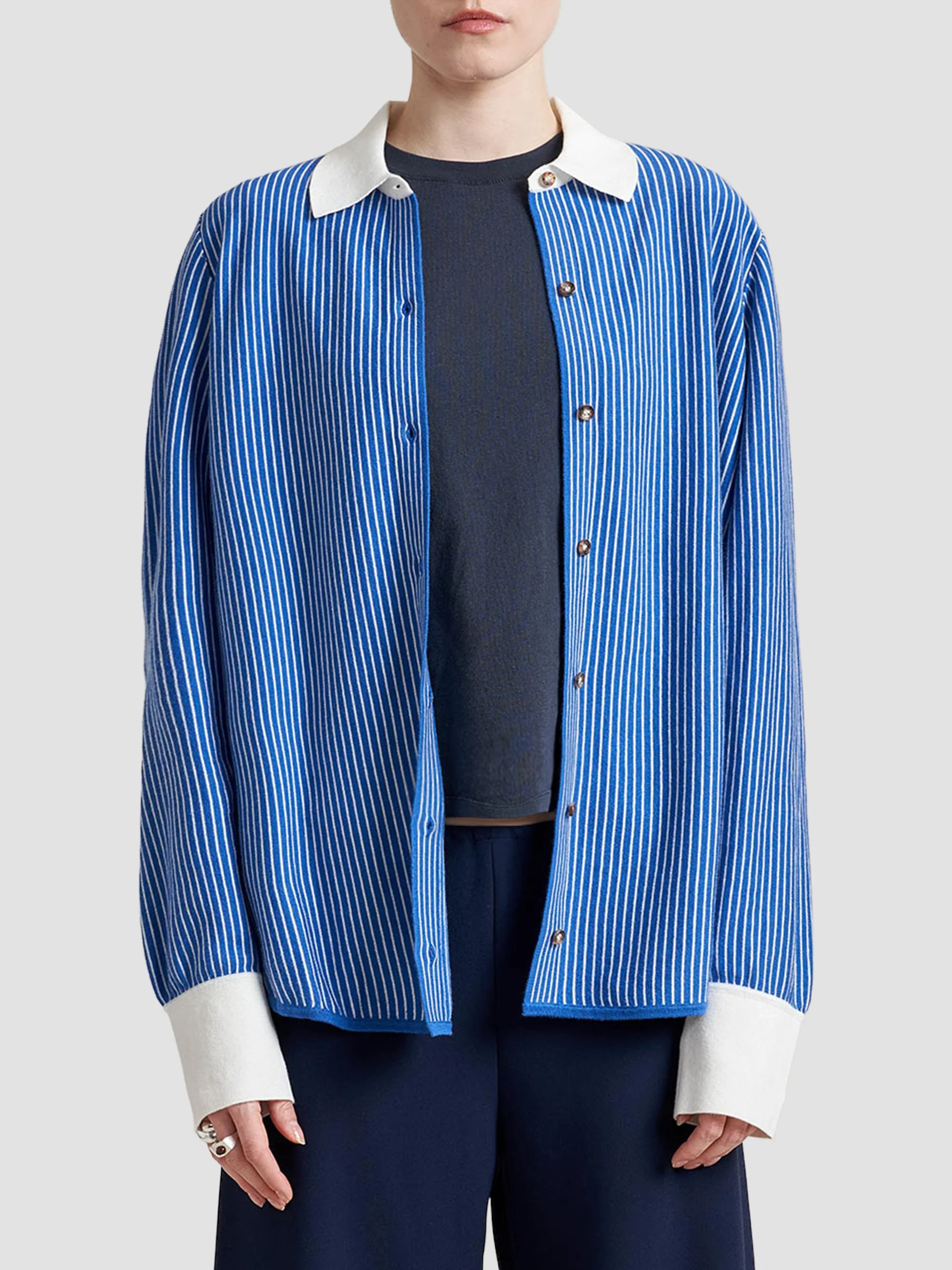 Women's Casper Shirt - Ivory Cobalt - 1