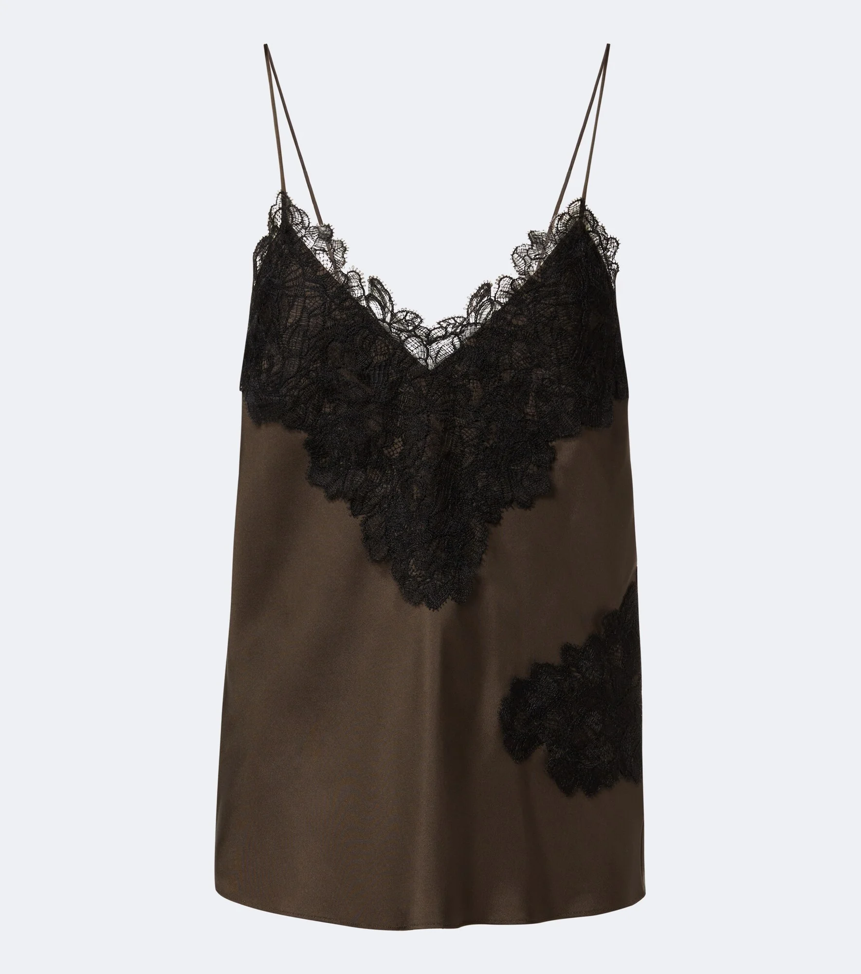 Lace-trimmed silk satin camisole - 1