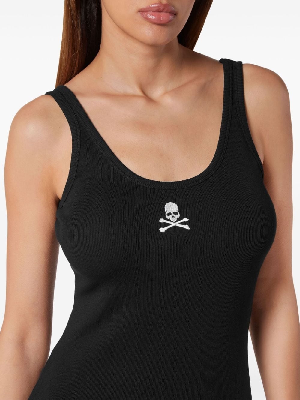 Skull-embroidered tank minidress - 5