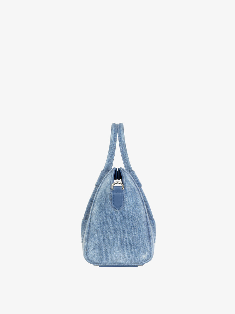 MINI ANTIGONA LOCK BAG IN WASHED DENIM 3