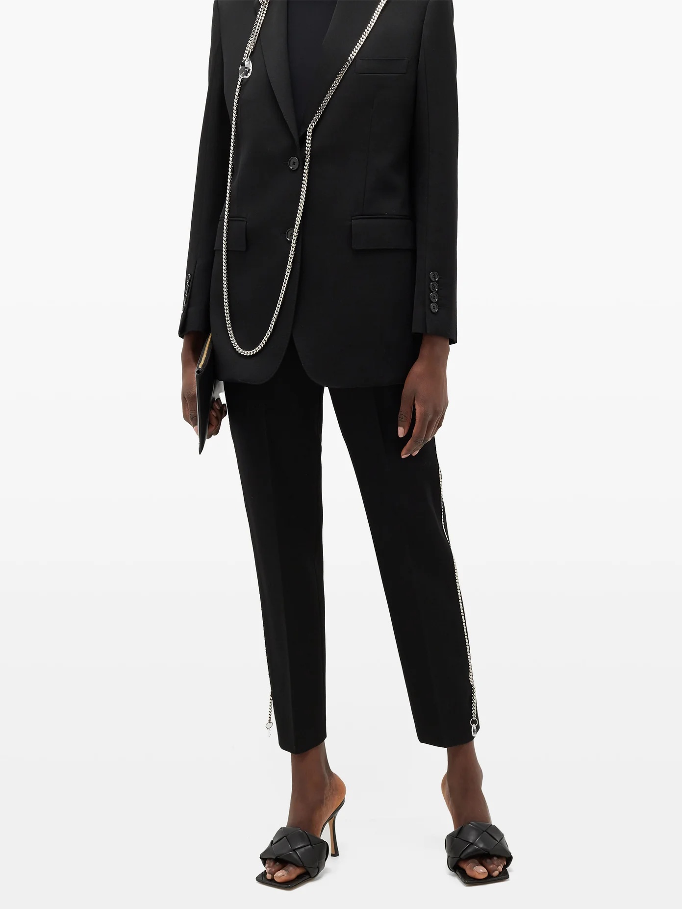 Draped-chain virgin-wool tailored trousers - 6