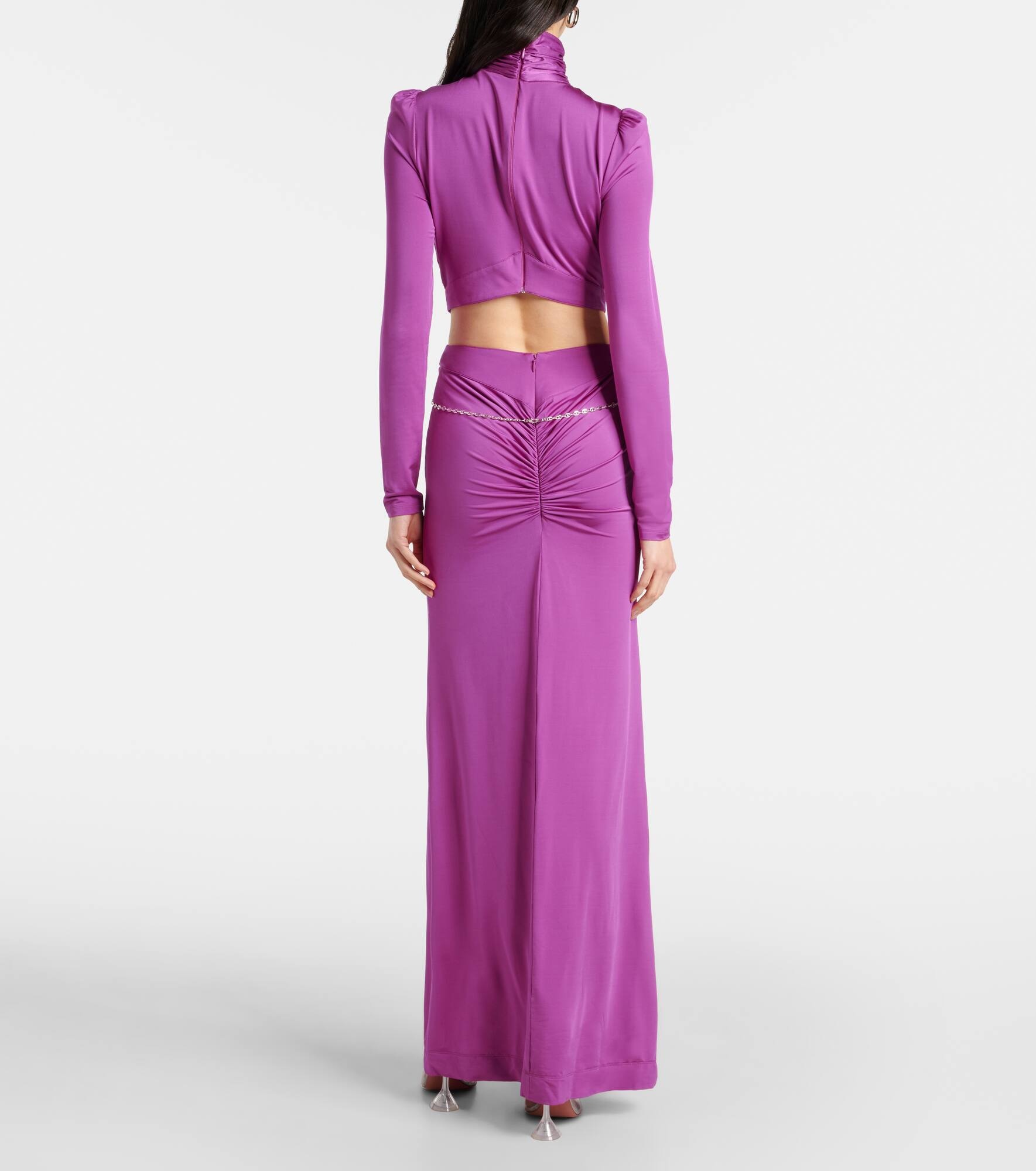 Cutout crystal-embellished jersey gown - 3