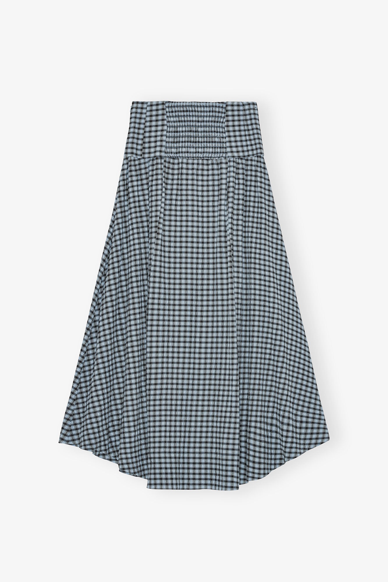 BLUE SEERSUCKER CHECK LONG SKIRT - 6
