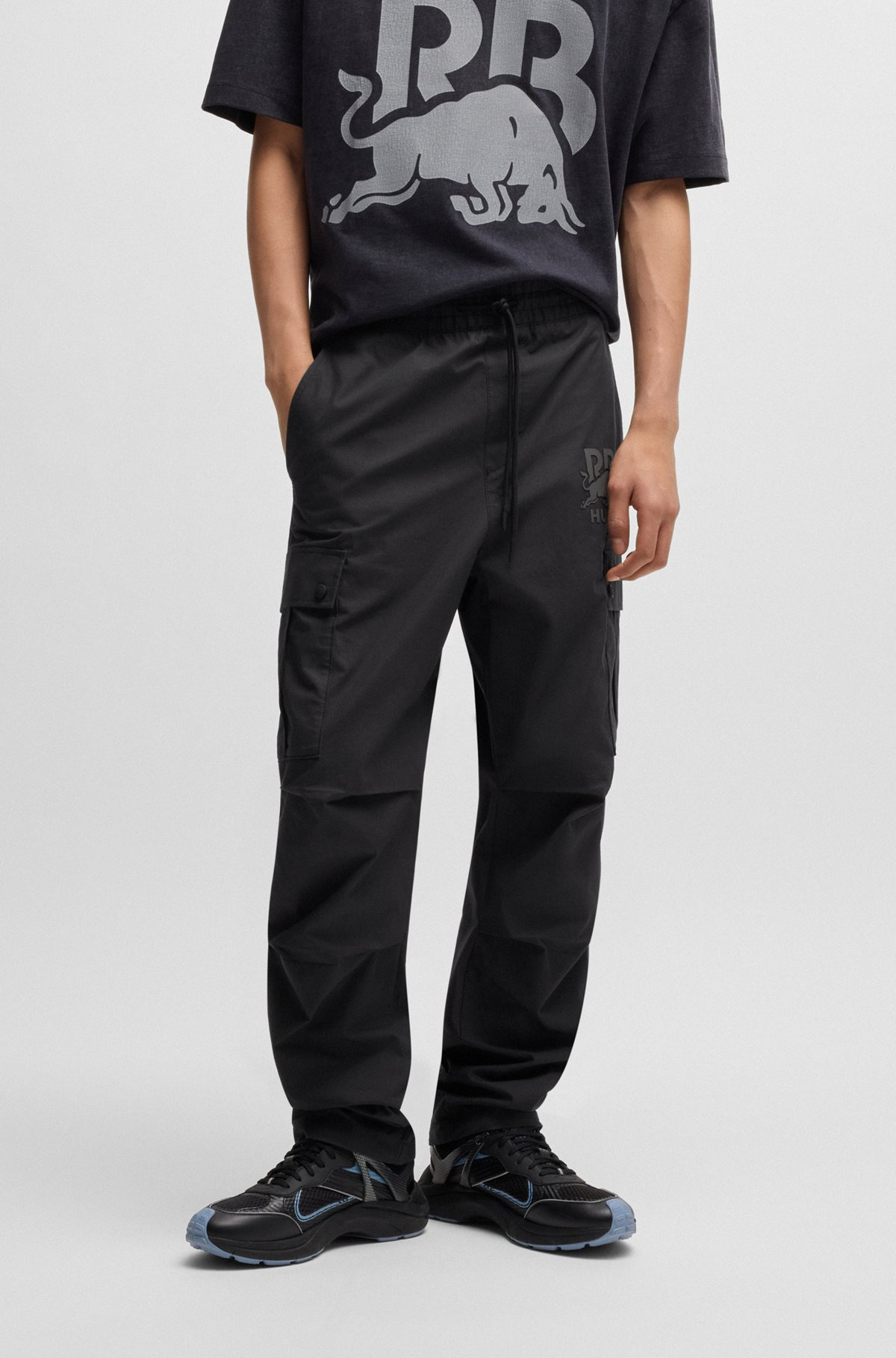 HUGO X RB REGULAR-FIT TROUSERS WITH CARBON STEALTH LOGO - 2