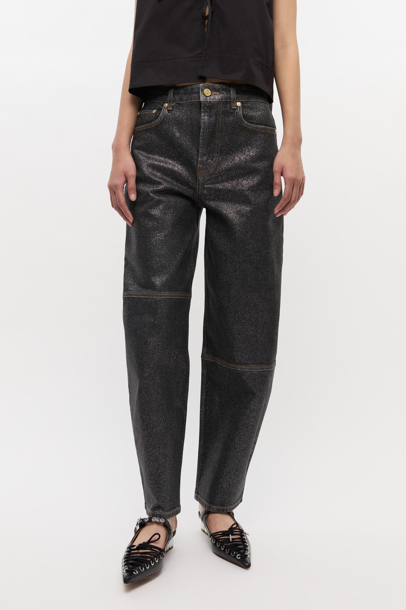 SHIMMERY FOIL STARY JEANS - 3