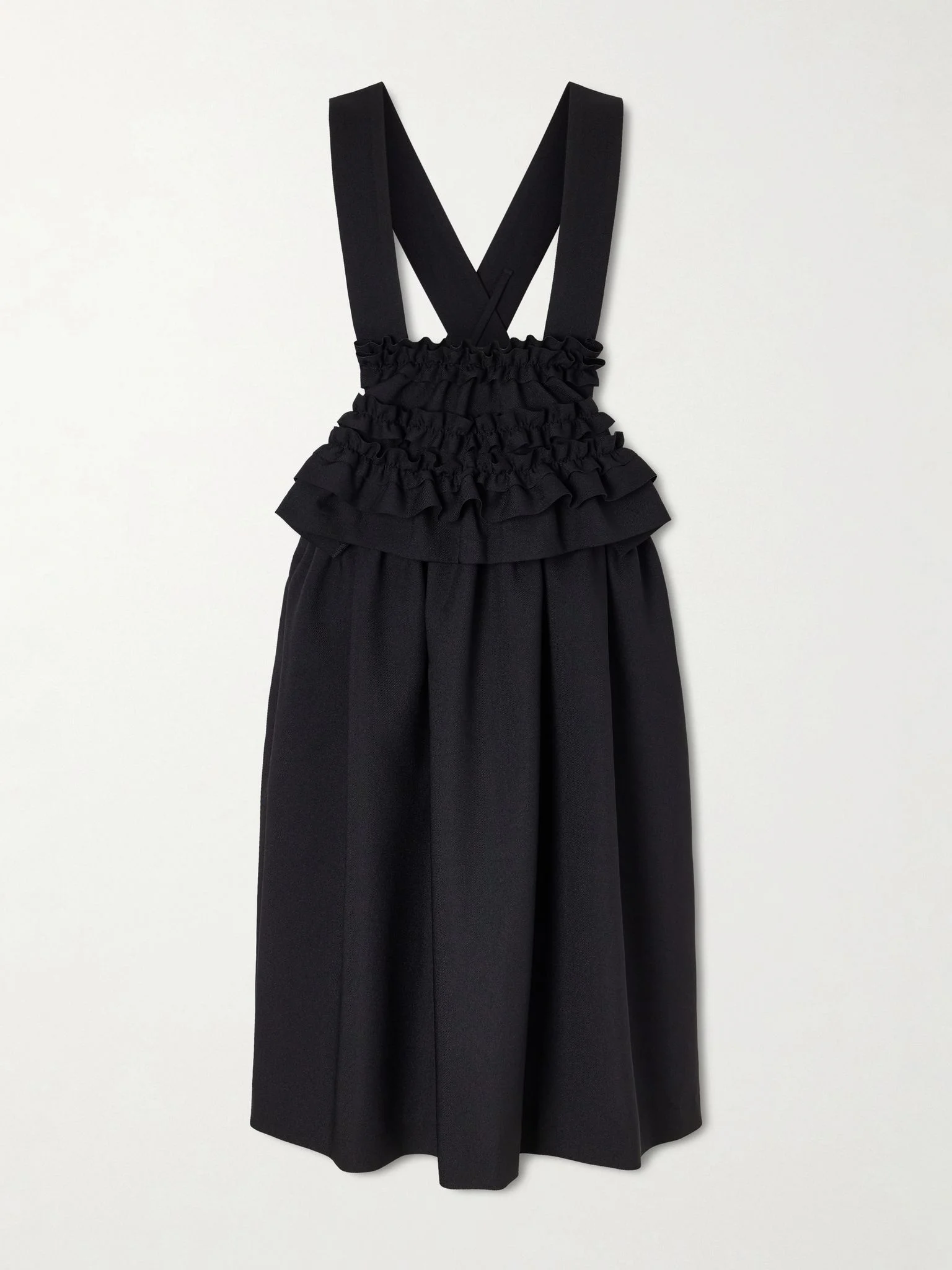Ruffled stretch-georgette dress Black - 1