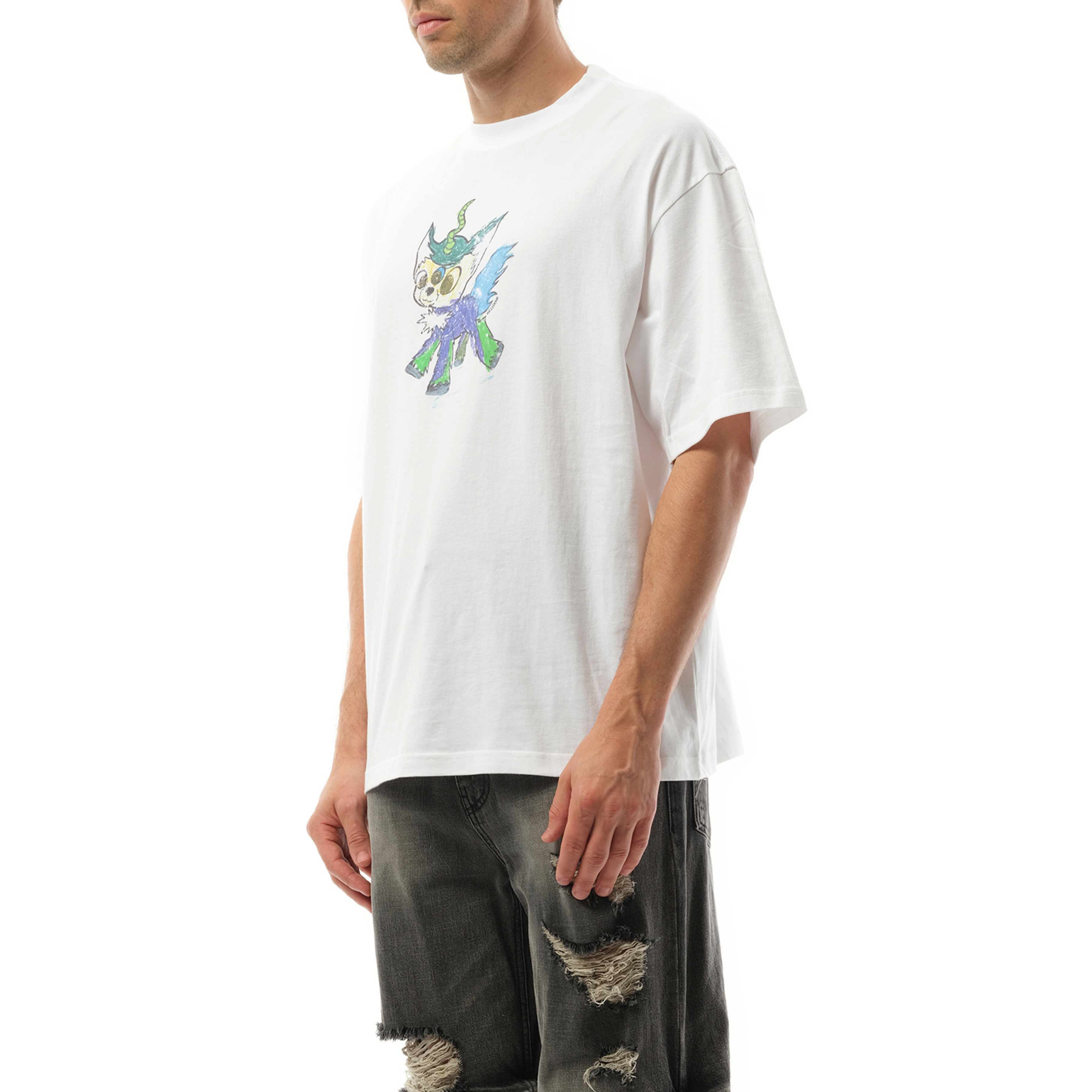 Jeff Monster Drawing T-Shirt in White - 5