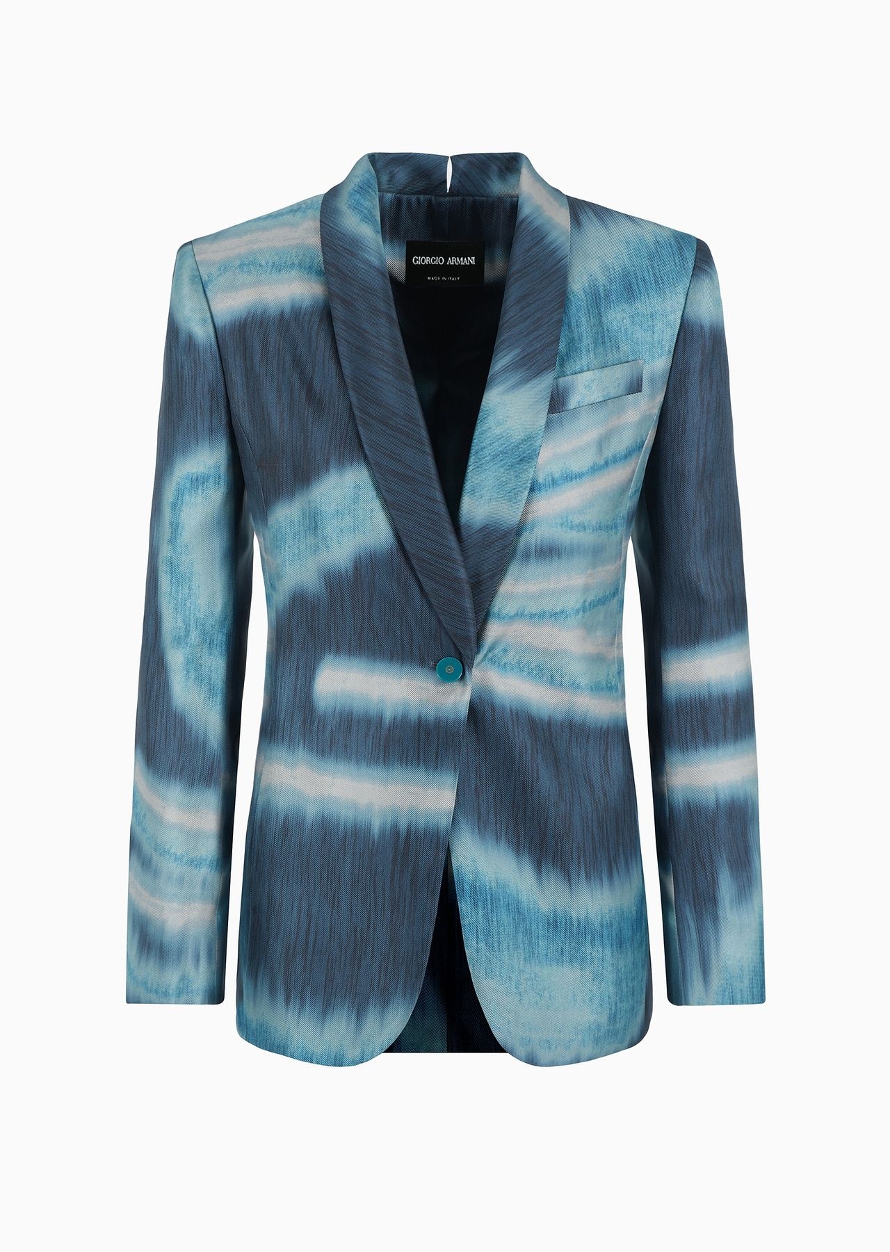 Single-breasted jacket in silk twill with a gradient print - 1