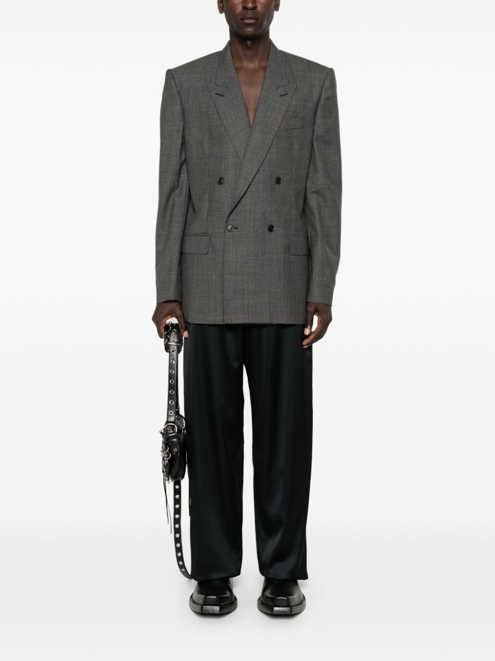 checked double-breasted blazer - 2