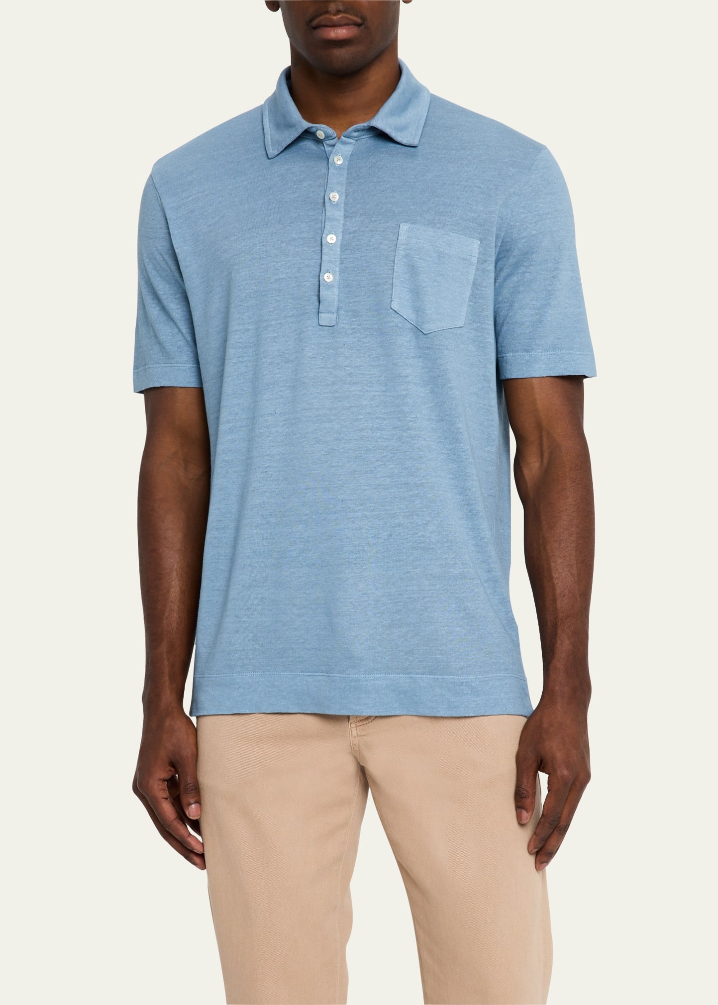 Men's Linen and Cotton Polo Shirt - 4