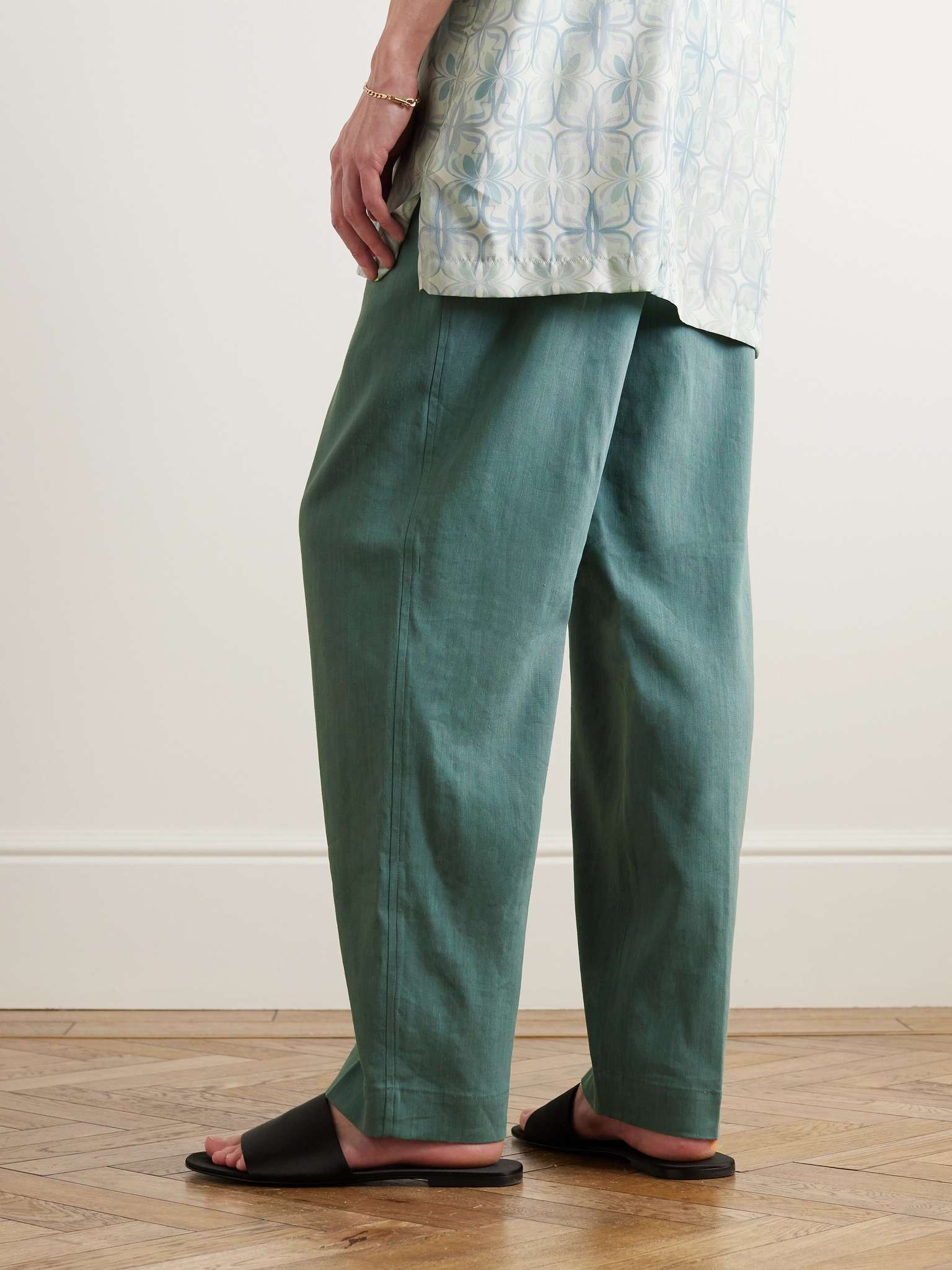 Cropped Wide-Leg Linen-Blend Trousers - 4