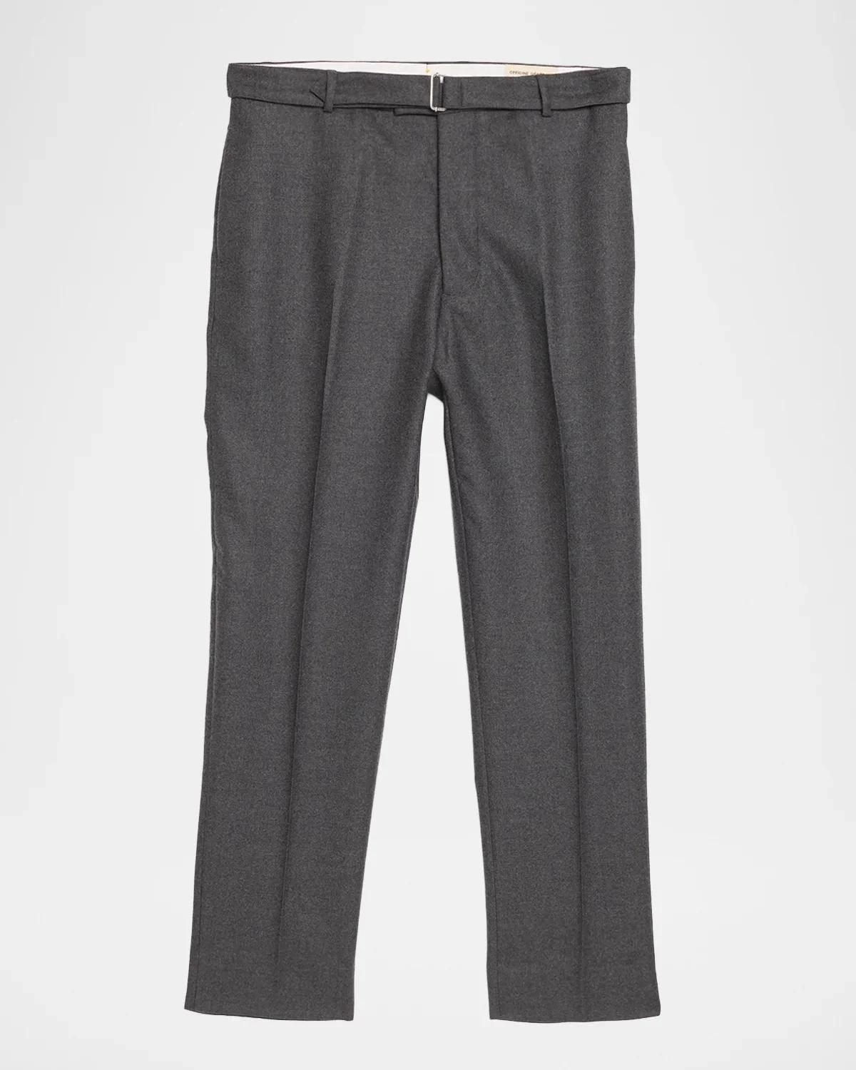 Men's Wool Flat-Front Belted Trousers - 1