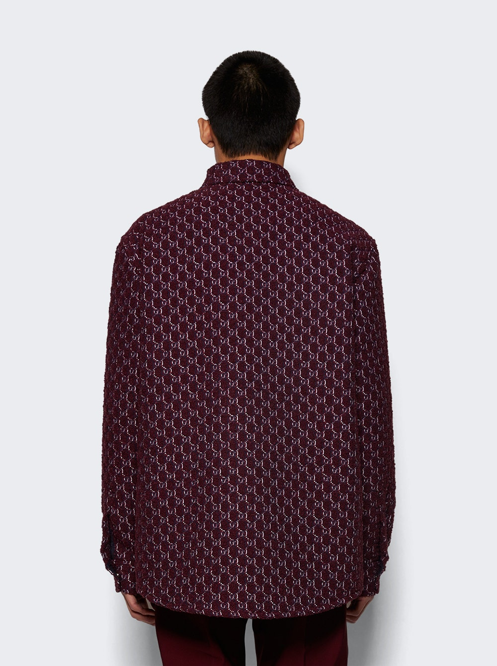 Shadow Boucle Shirt Burgundy And Blue - 5