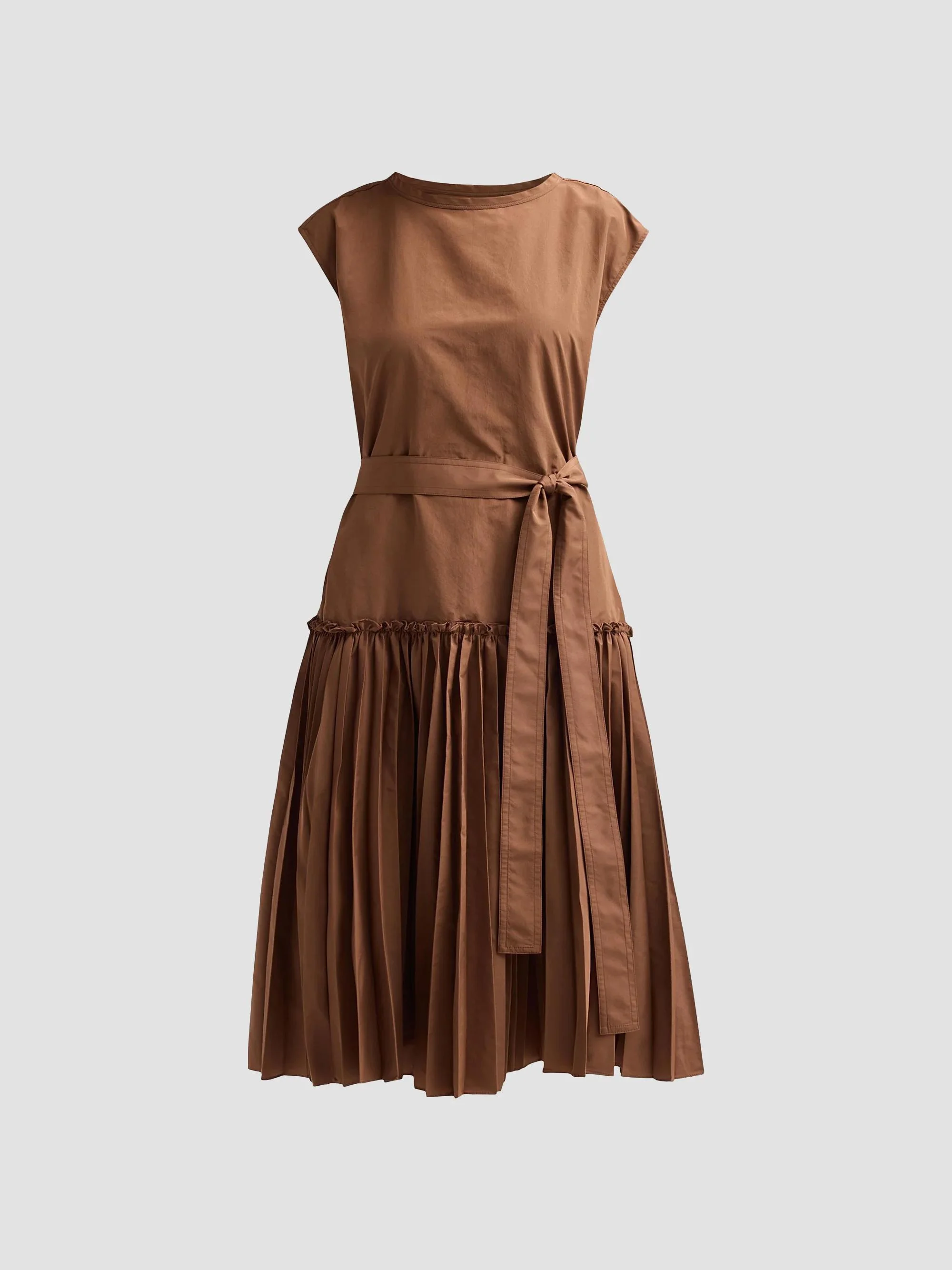 Women's Logan Pleated Drop-Waist Midi Dress - Cacao - 1