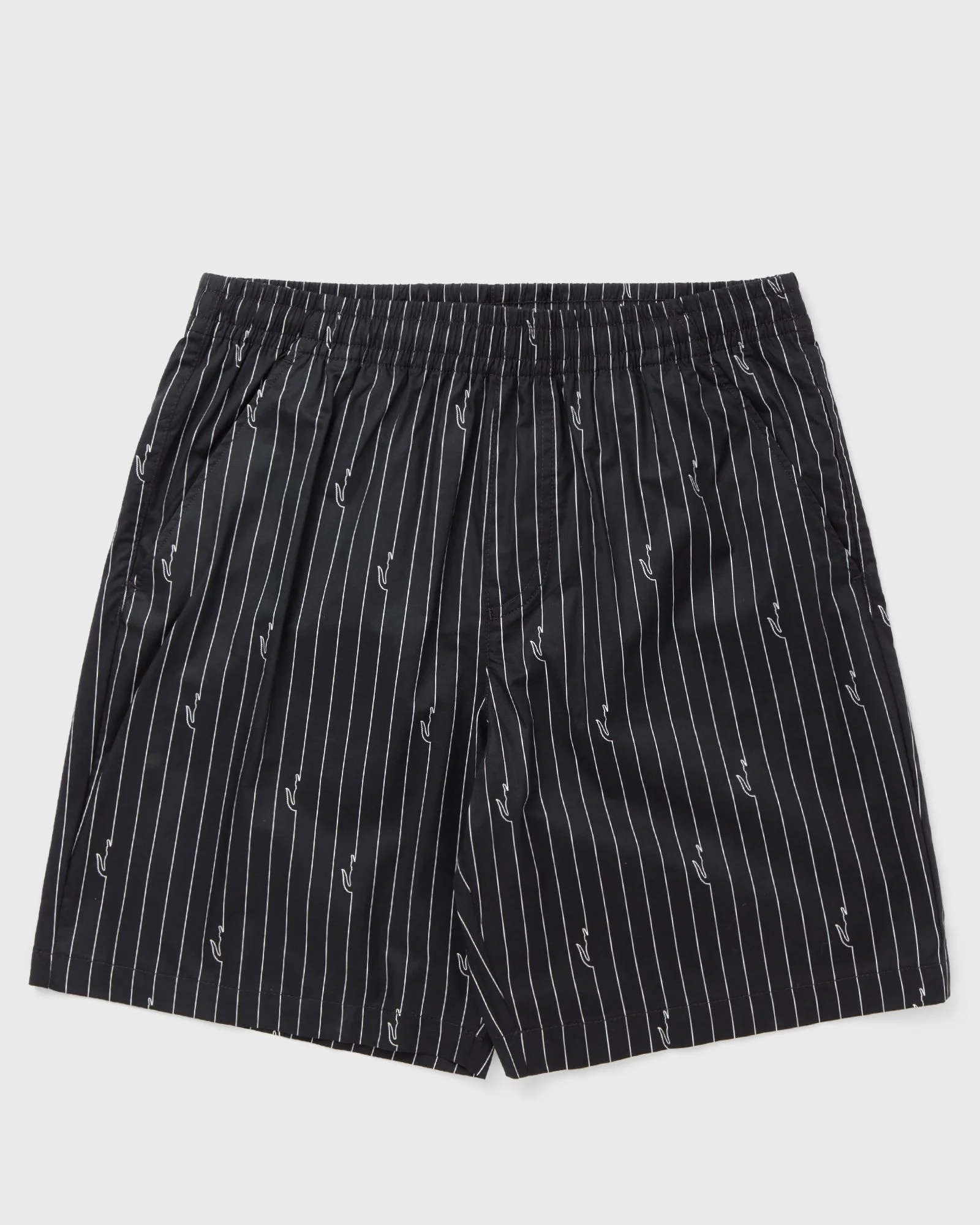 Crocodile Print Stripe Cotton Shorts - 1