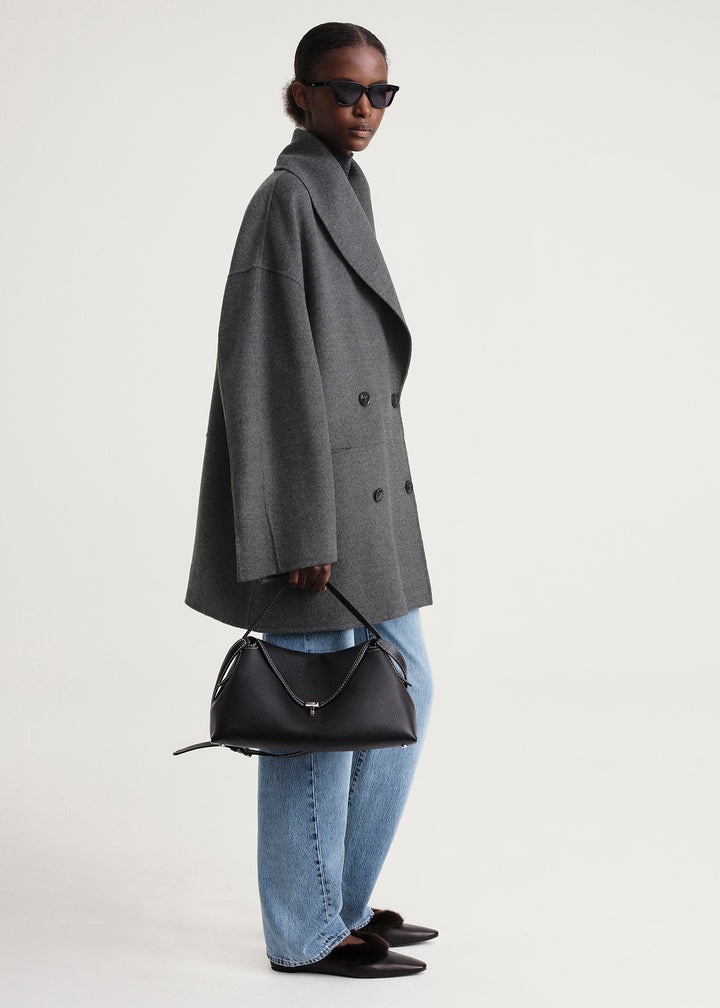 Double-breasted wool jacket grey mélange - 3