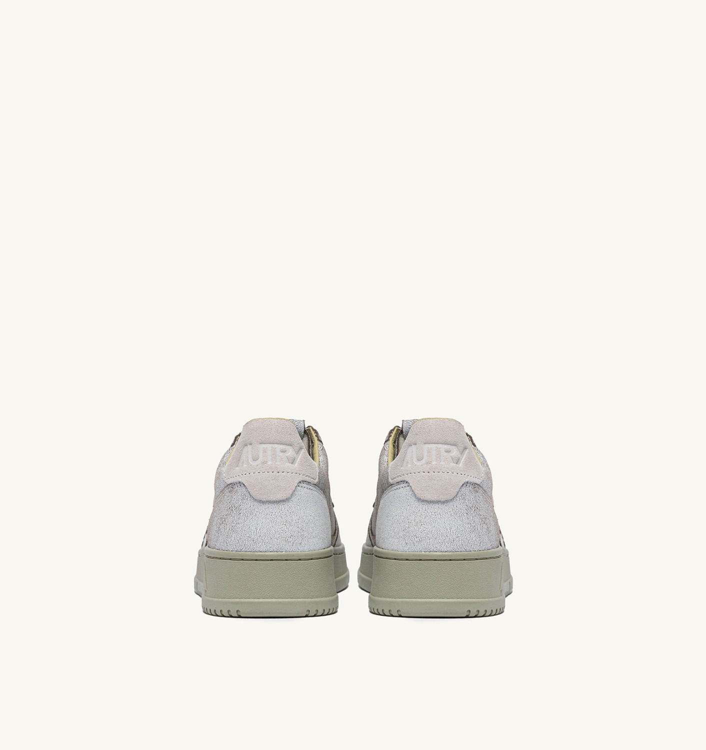 MEDALIST LOW SNEAKERS IN WHITE AND GRAY GREEN SCRAPED EFFECT SUEDE - 3