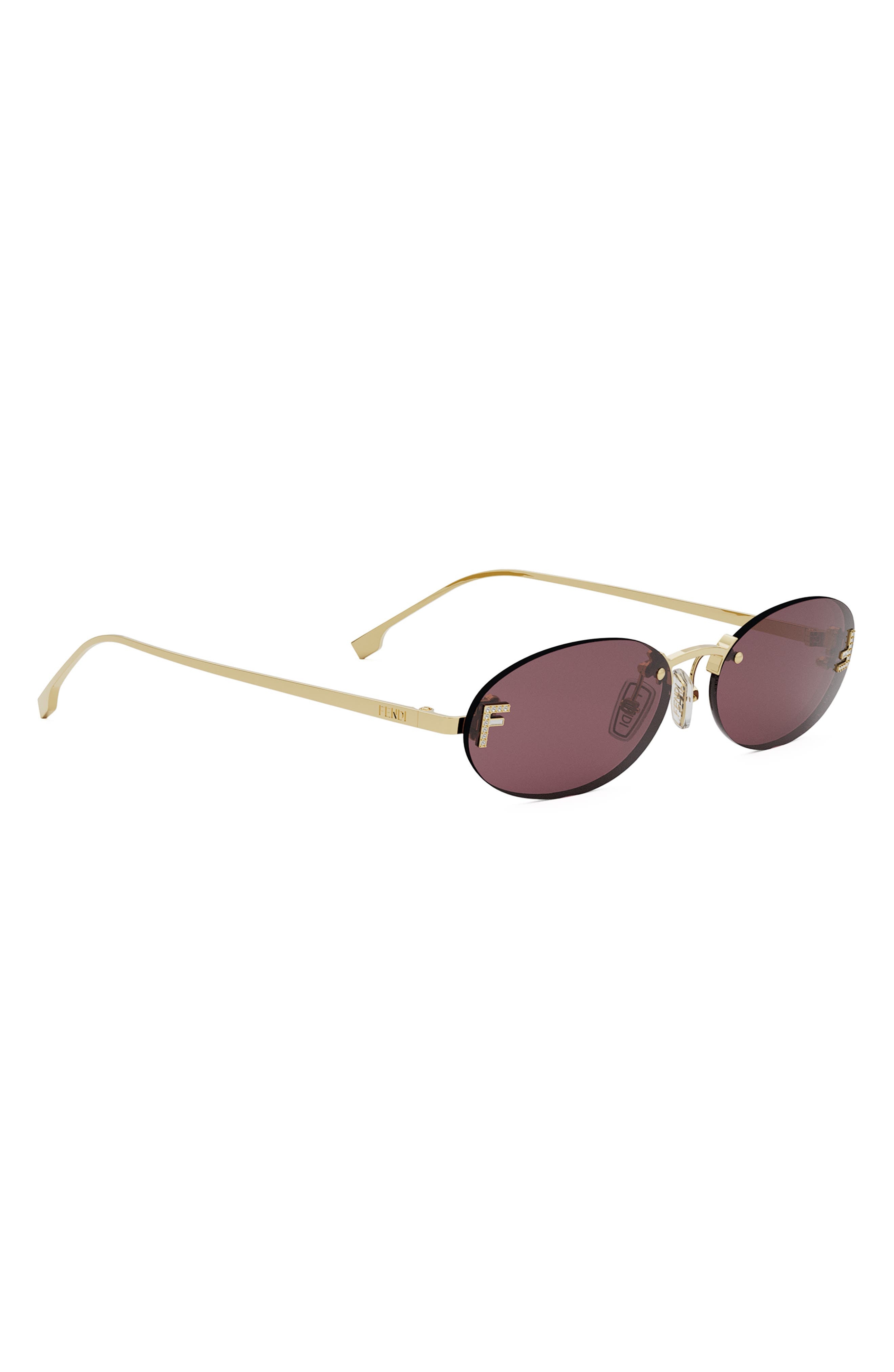 'Fendi First 54mm Oval Sunglasses in Shiny Endura Gold /Violet at Nordstrom - 8