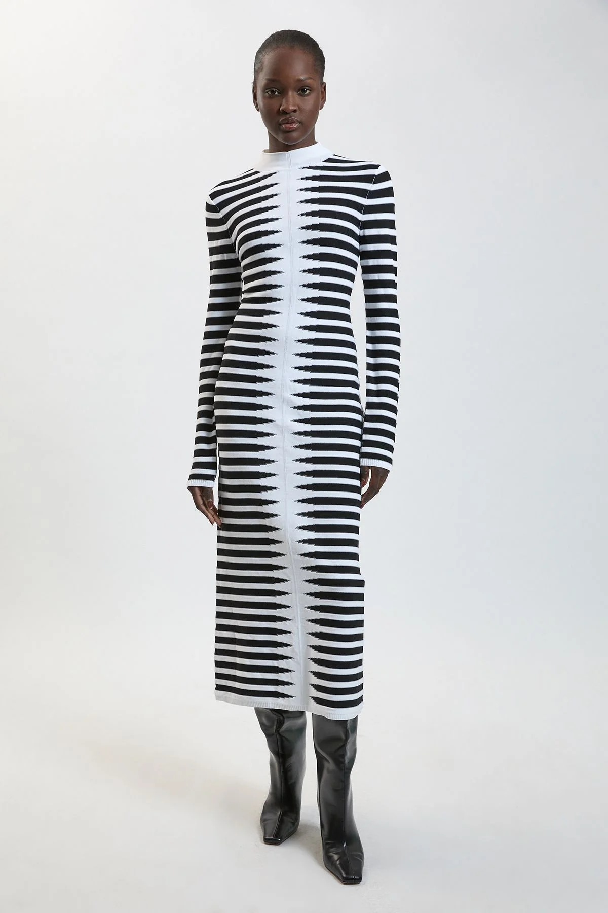 Textured Geo Knitted Viscose Midi Dress - 1