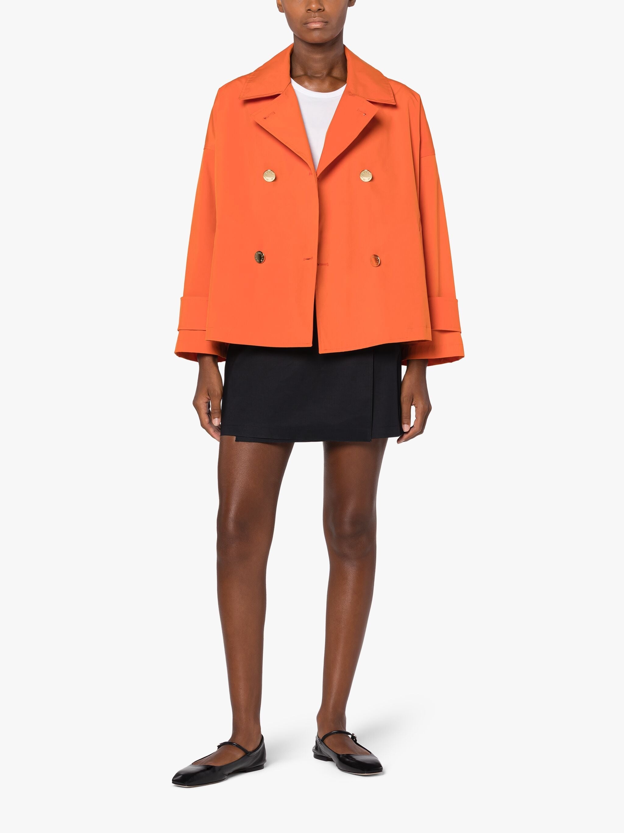 HUMBIE ORANGE DRY SHORT DOUBLE-BREASTED OVERCOAT - 2