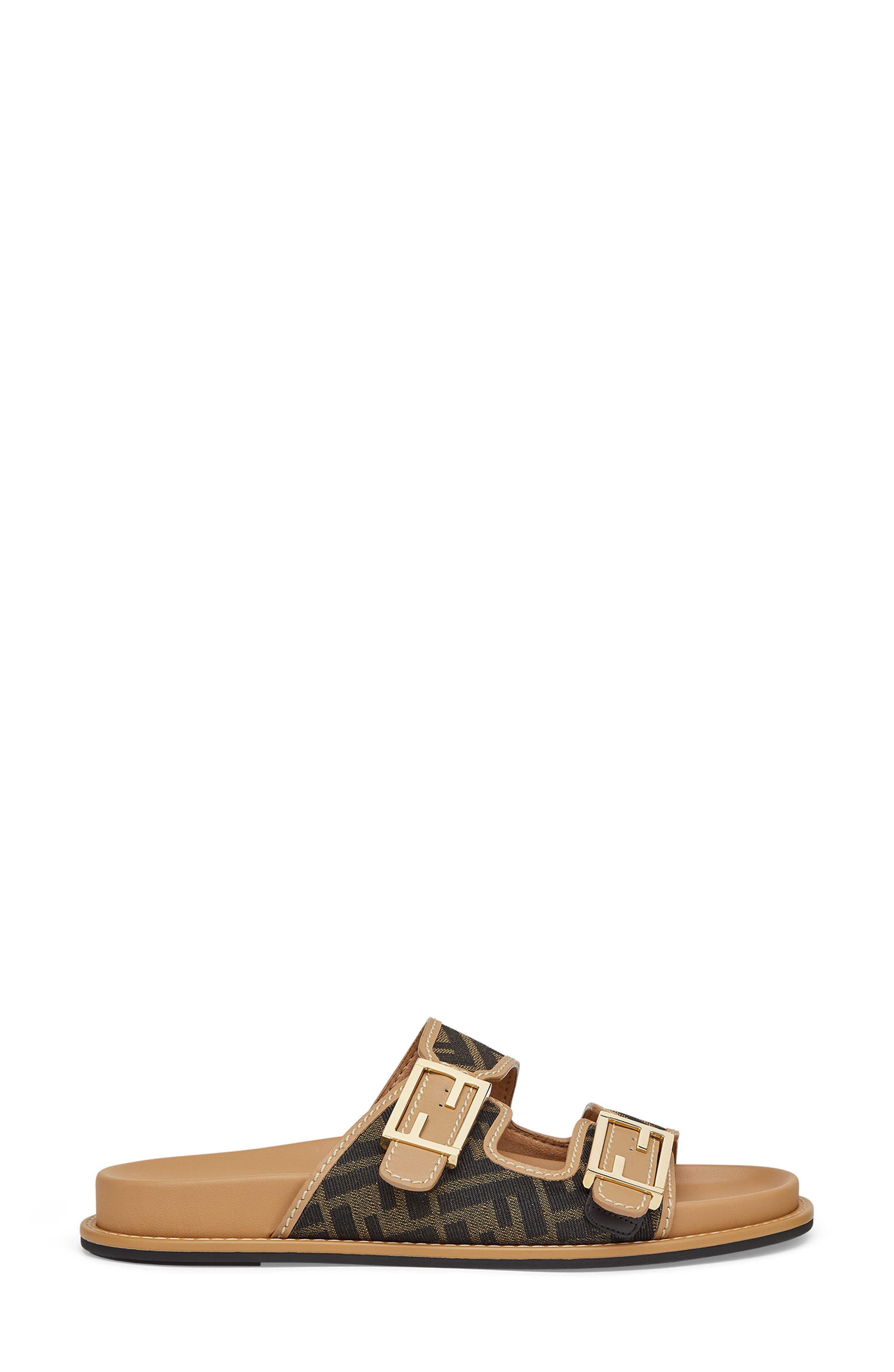 Fendi Feel Busbet Baguette Dual Strap Slide Sandal in Tobacco Nero at Nordstrom - 2