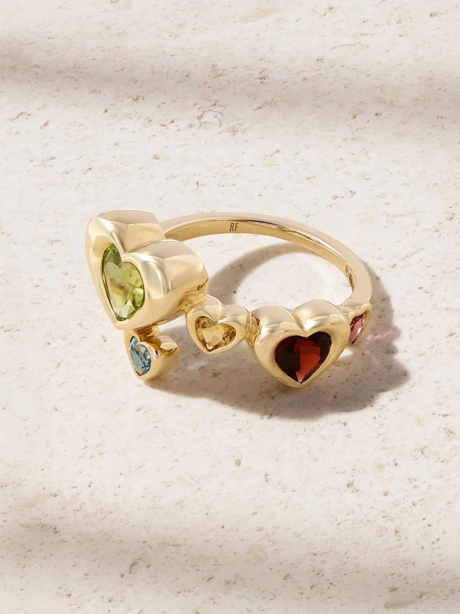 Twisted Heart Stack 14-karat gold multi-stone ring Multi - 1