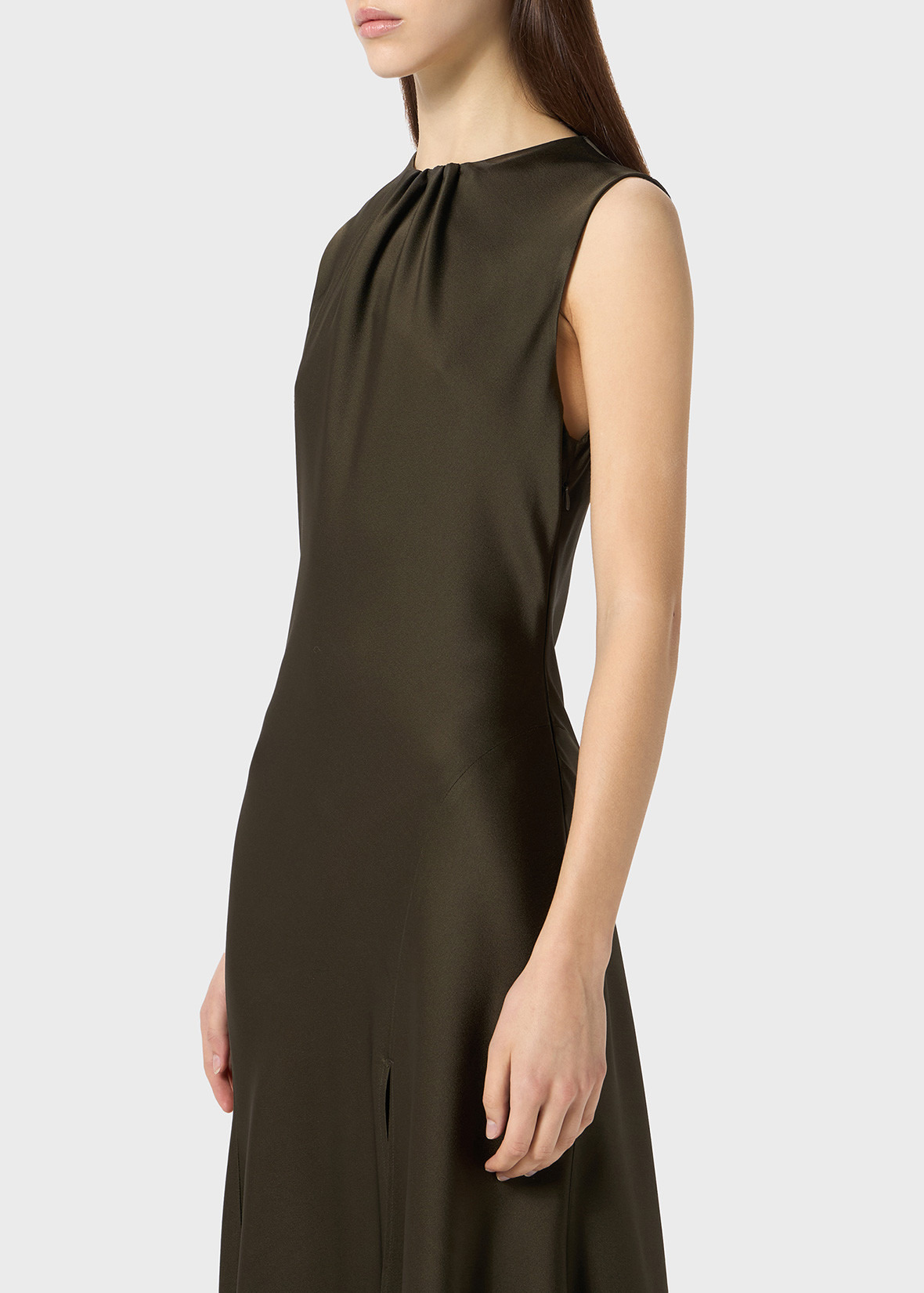 MIDI SATIN DRESS WITH SLITS - 5