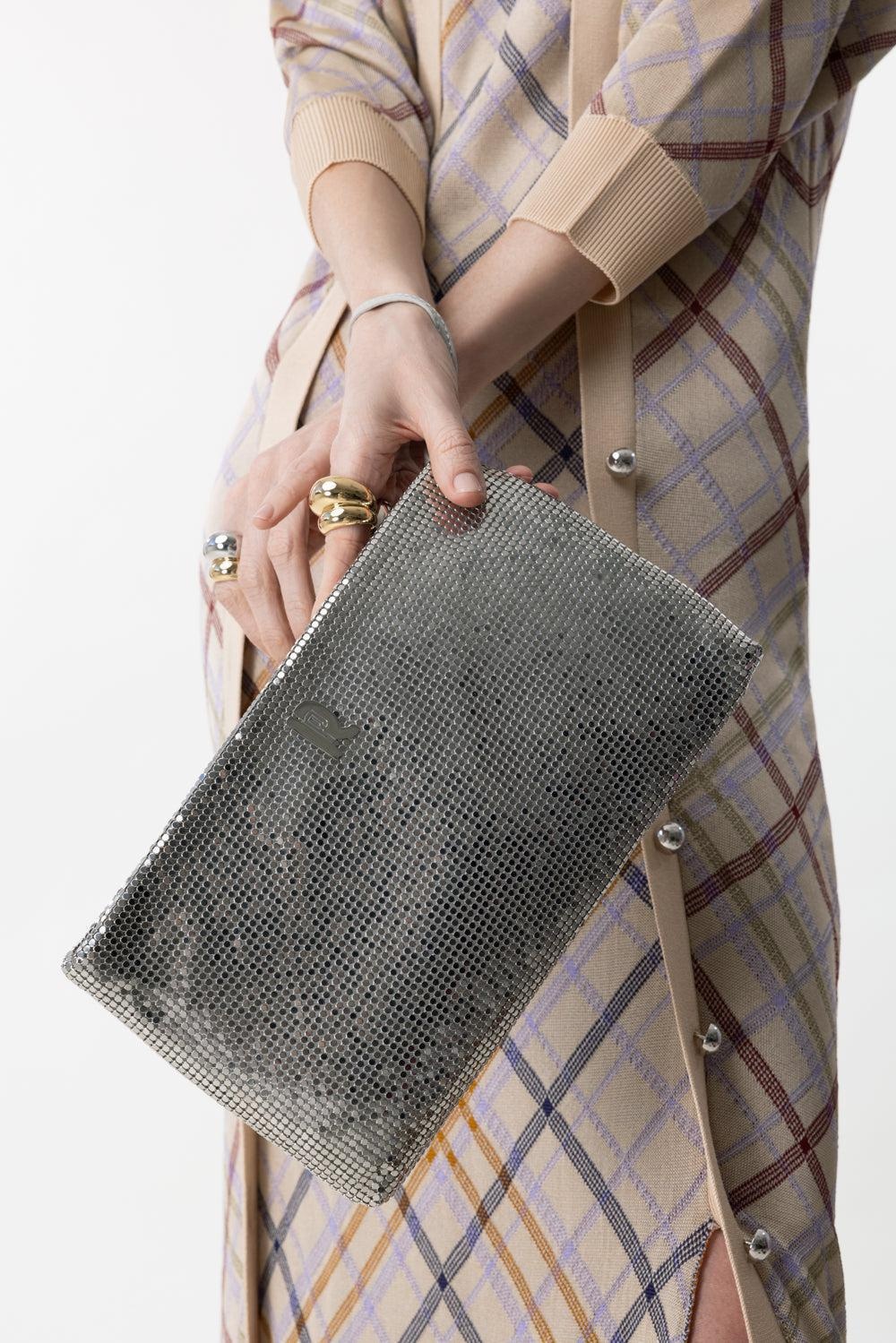 Metallic Wristlet Clutch - Silver - 2