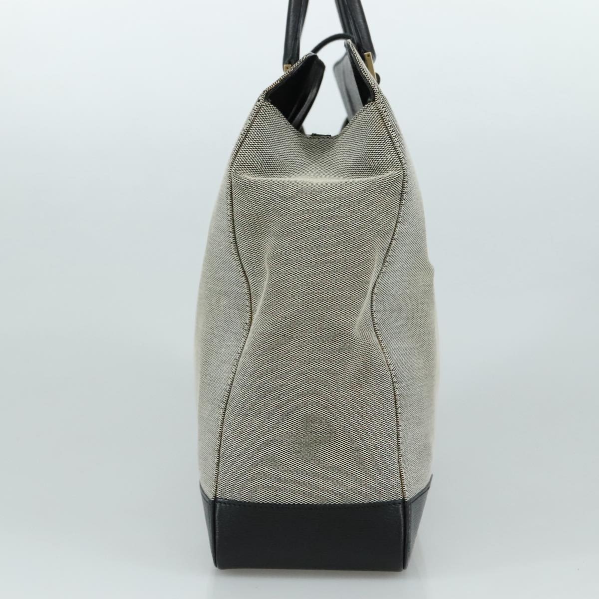 GUCCI Hand Bag Canvas Leather Gray Black Gold - 5