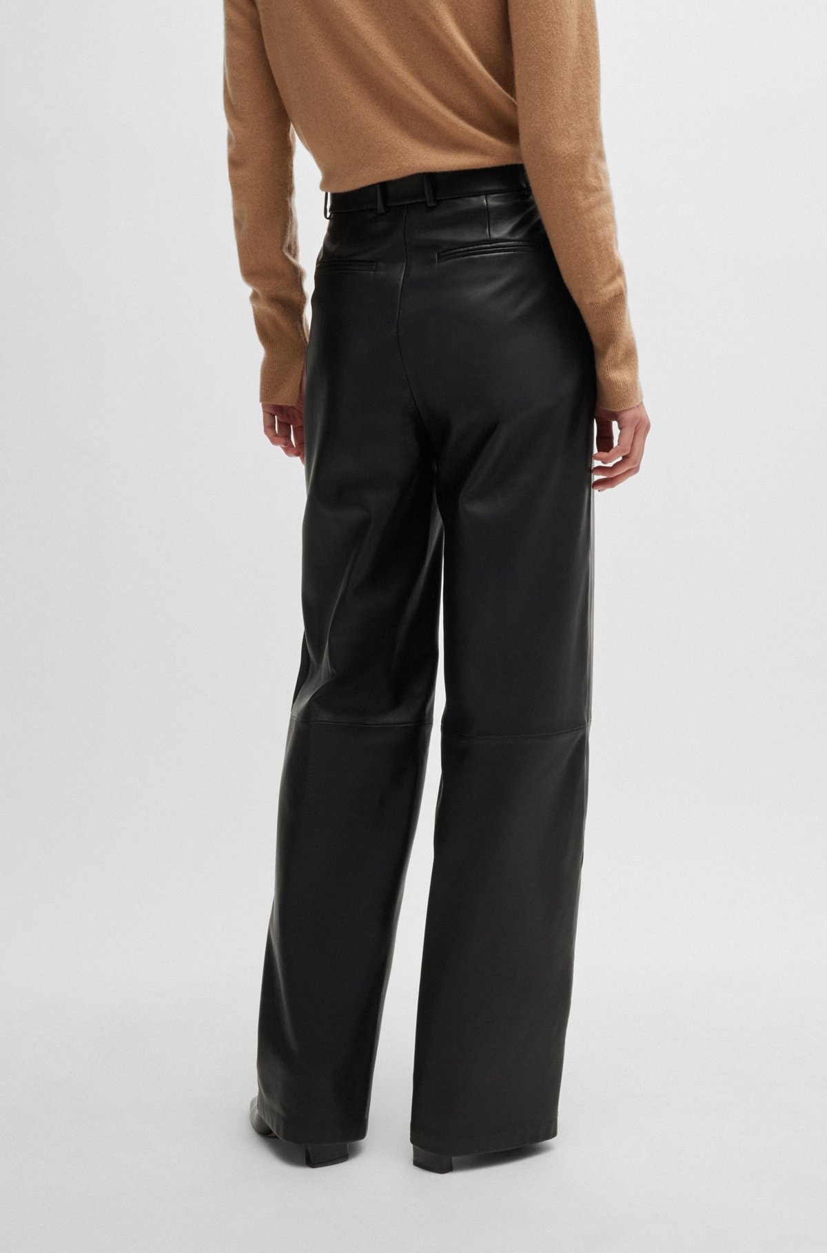 LEATHER TROUSERS WITH PANELED LEG DETAIL - 4