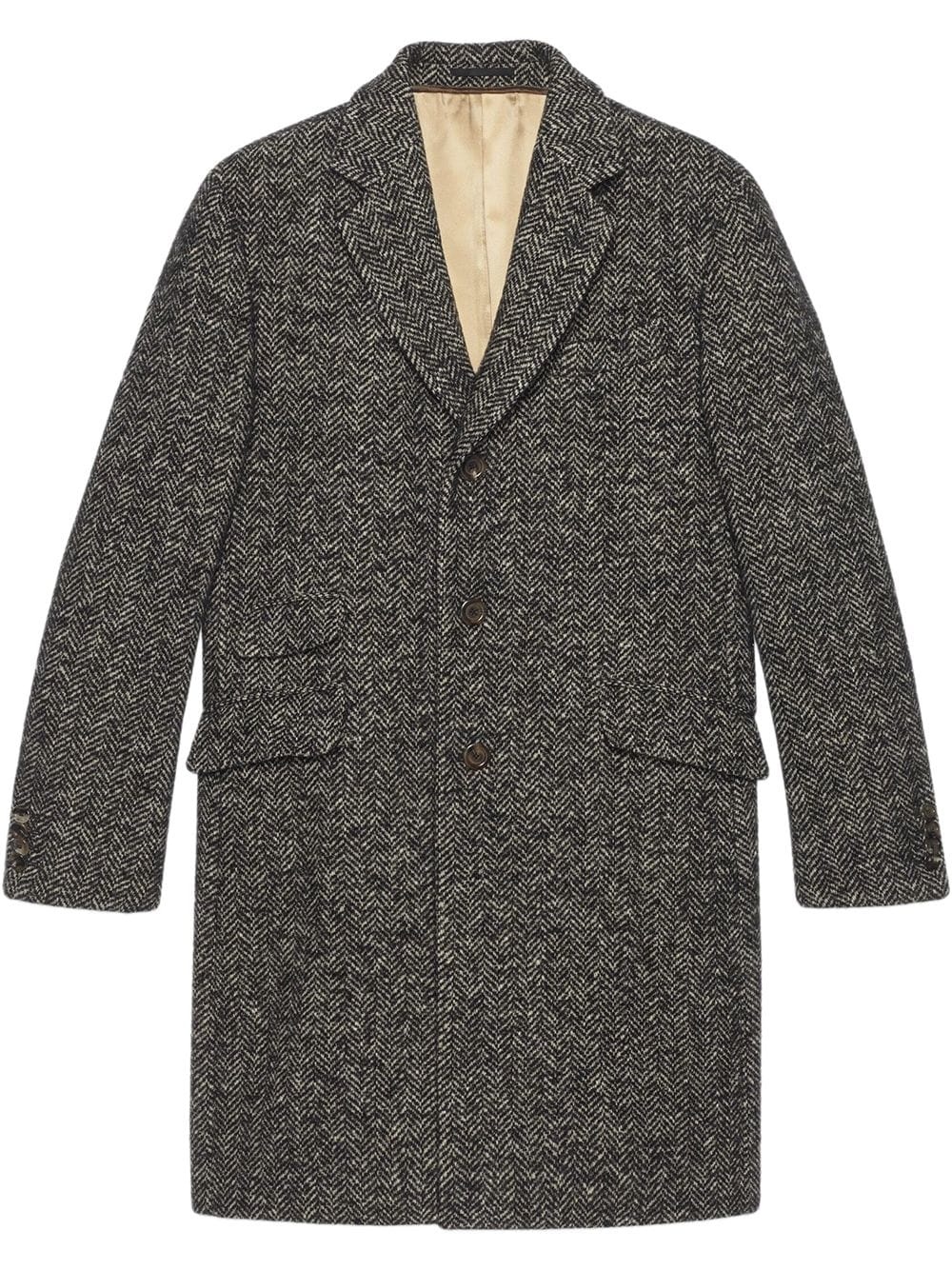 herringbone single-breasted coat - 1