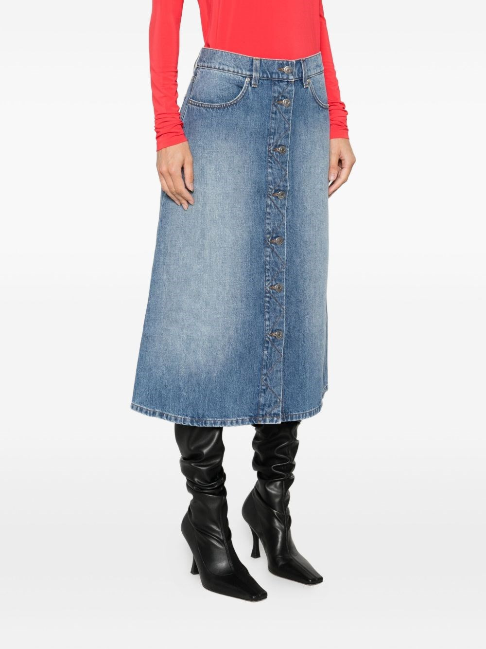 Denim cotton midi skirt - 2