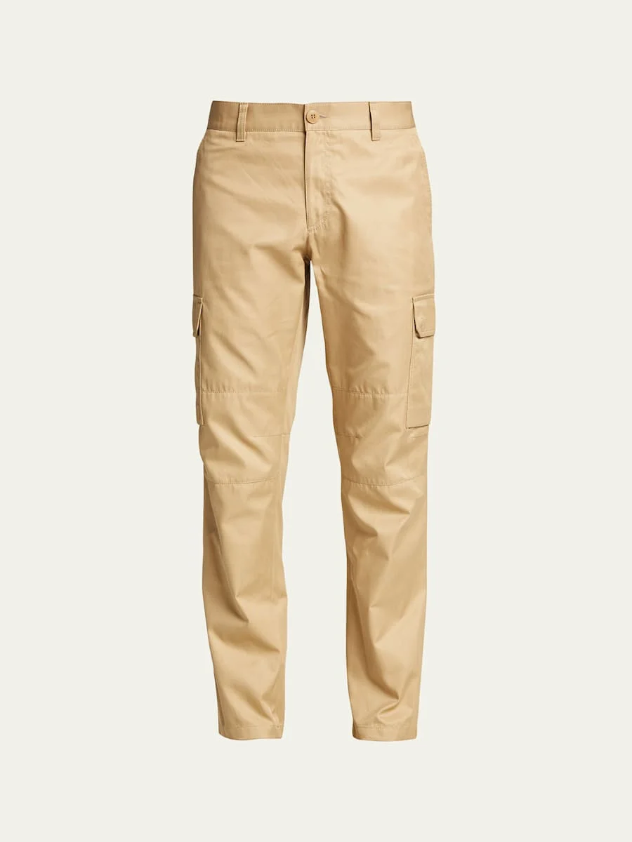 Men's Solid Cotton Cargo Pants - 1