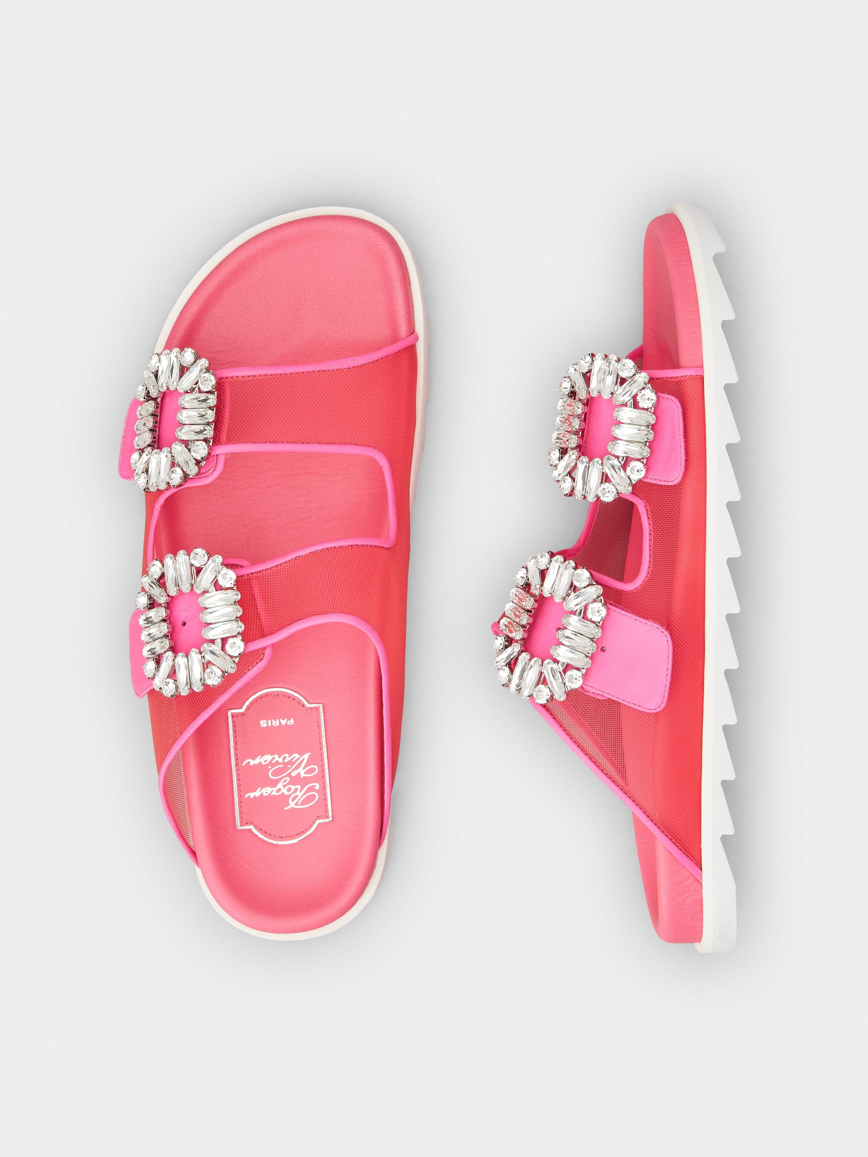 Slidy Viv' Strass Buckle Mules in Fabric - 4