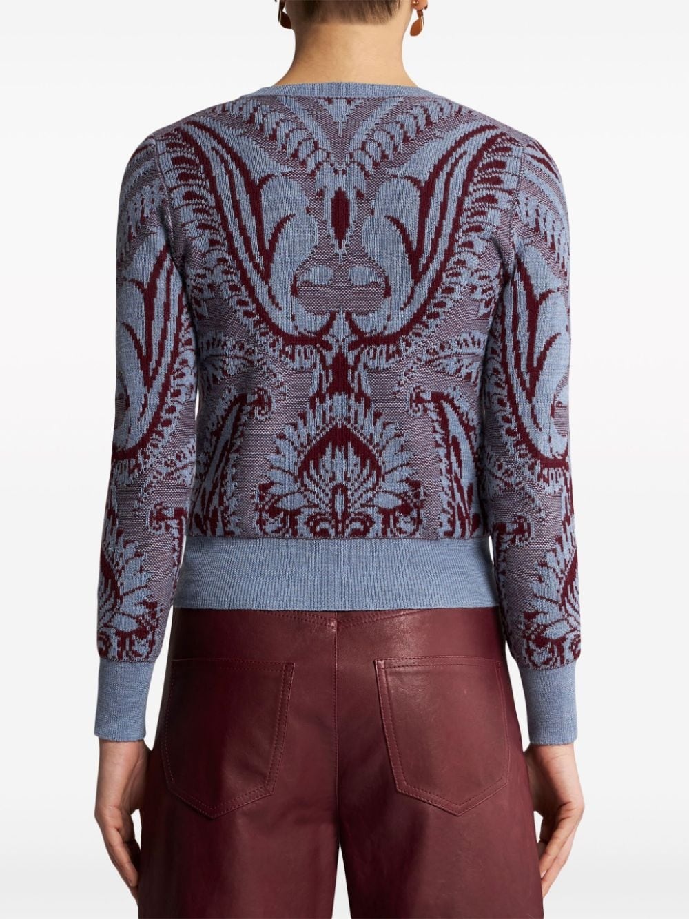 floral jacquard-knit wool jacket - 4