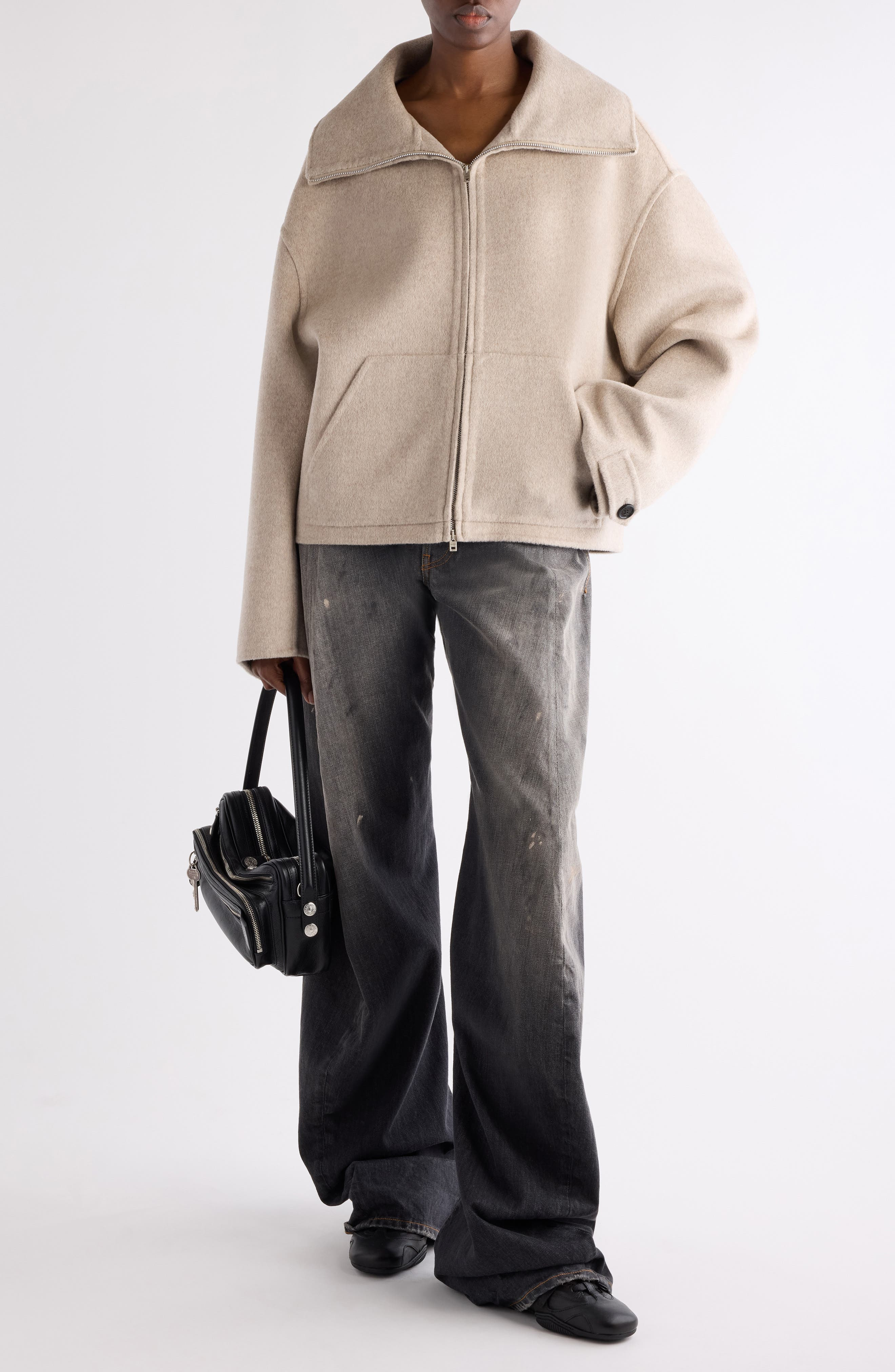 Acne Studios Olemmy Wool & Cashmere Jacket in Oatmeal Melange at Nordstrom - 2