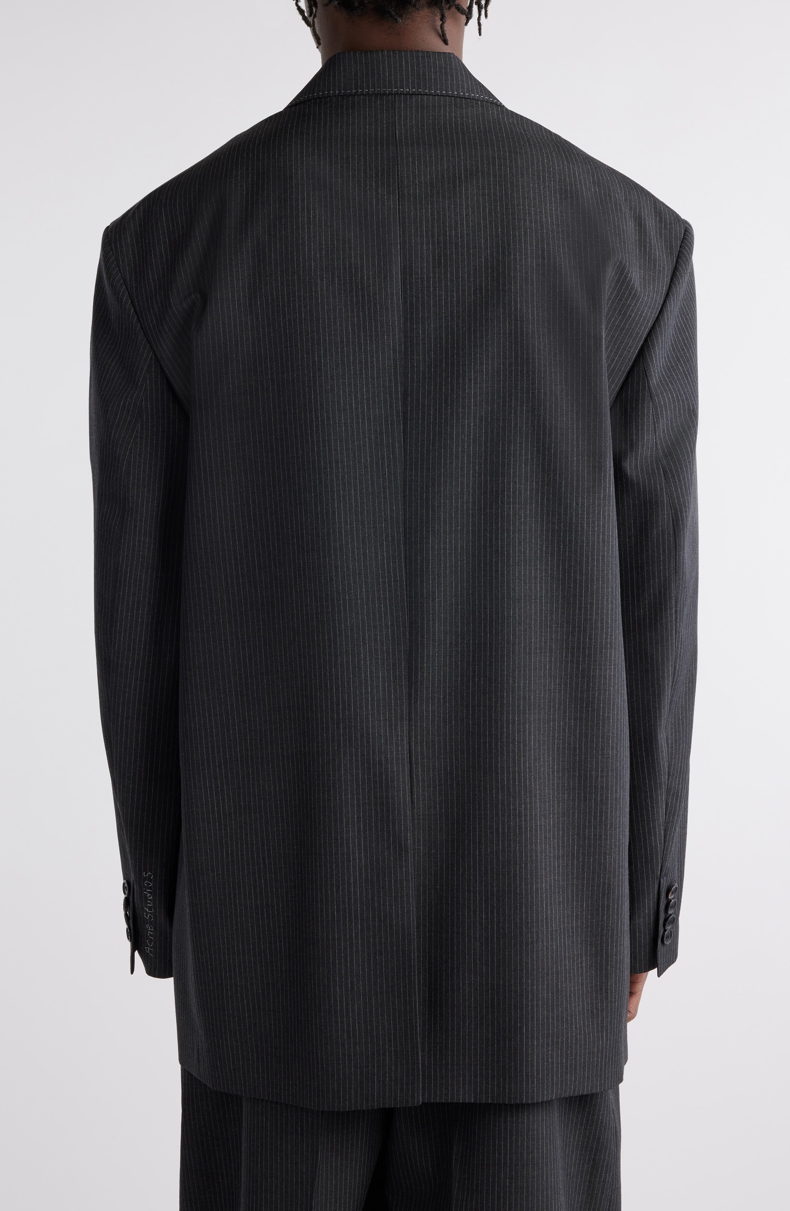 Acne Studios Pinstripe Relaxed Fit Blazer in Anthracite Grey at Nordstrom - 3