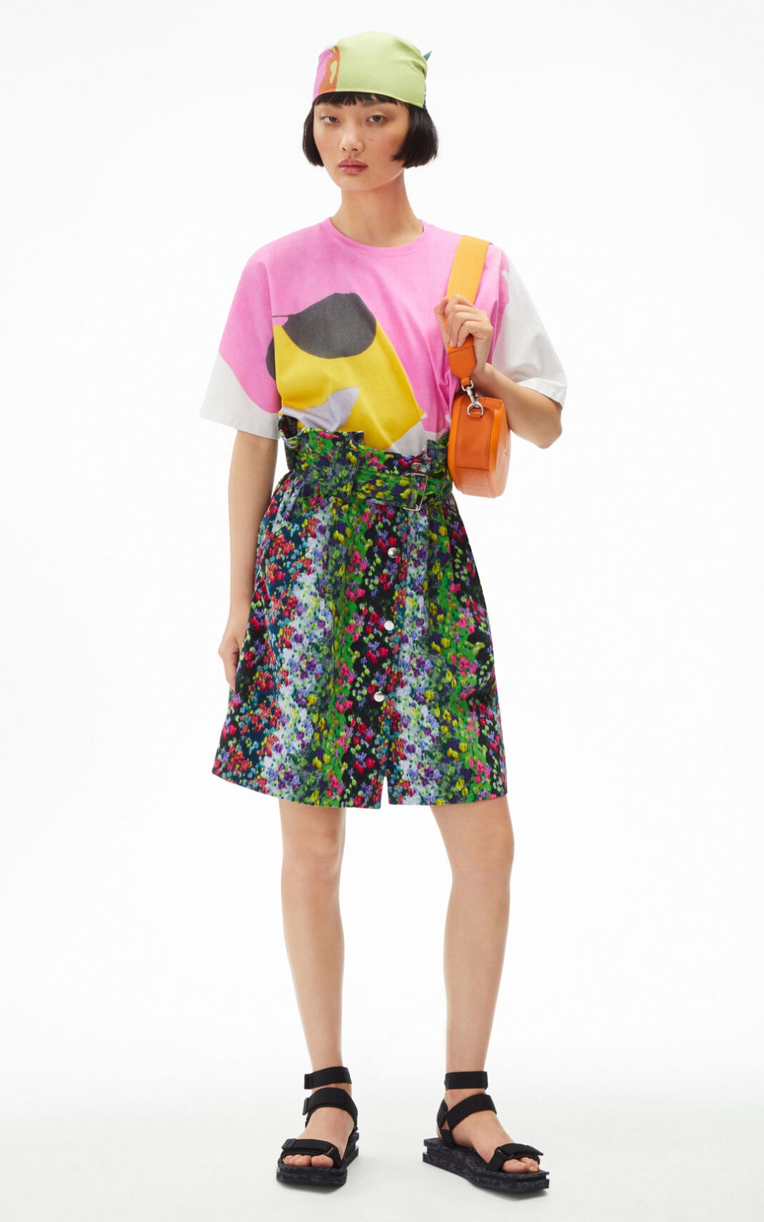 'Blurred Flowers' belted miniskirt - 2