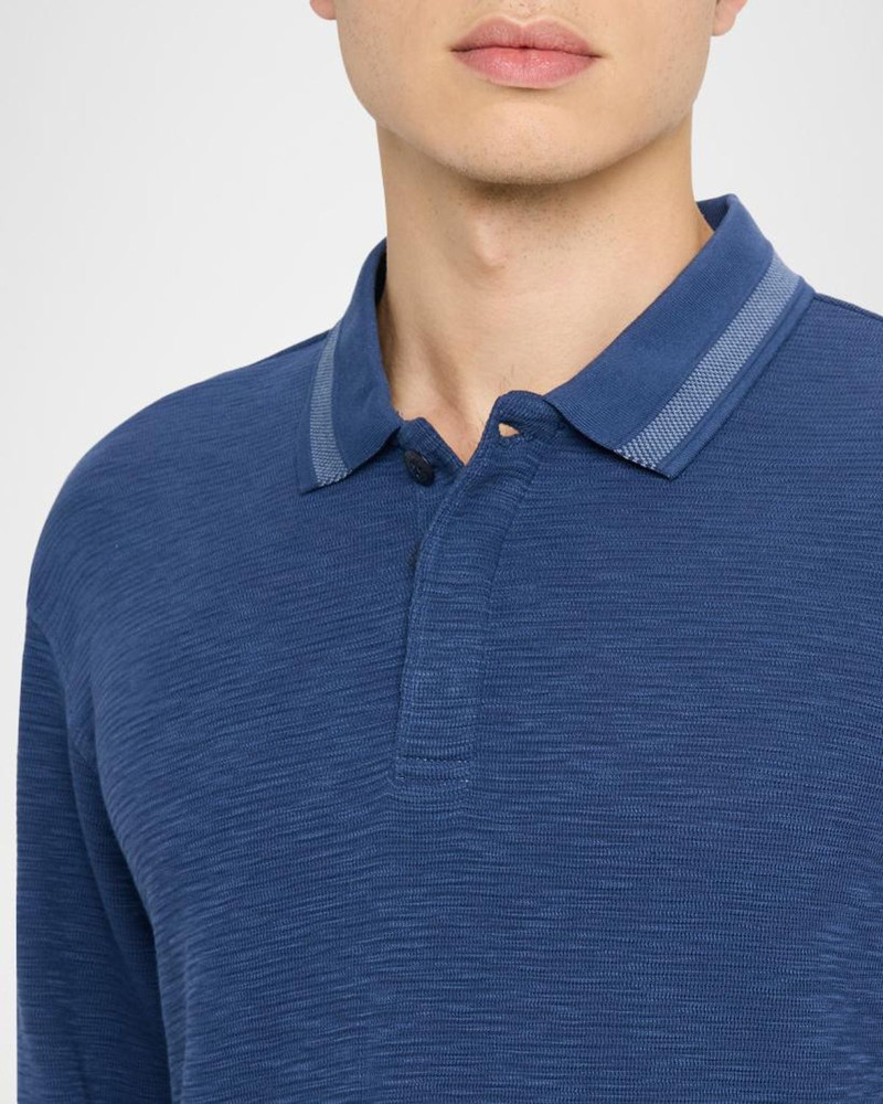 Men's Structured Knit Stripe-Collar Polo Shirt 5