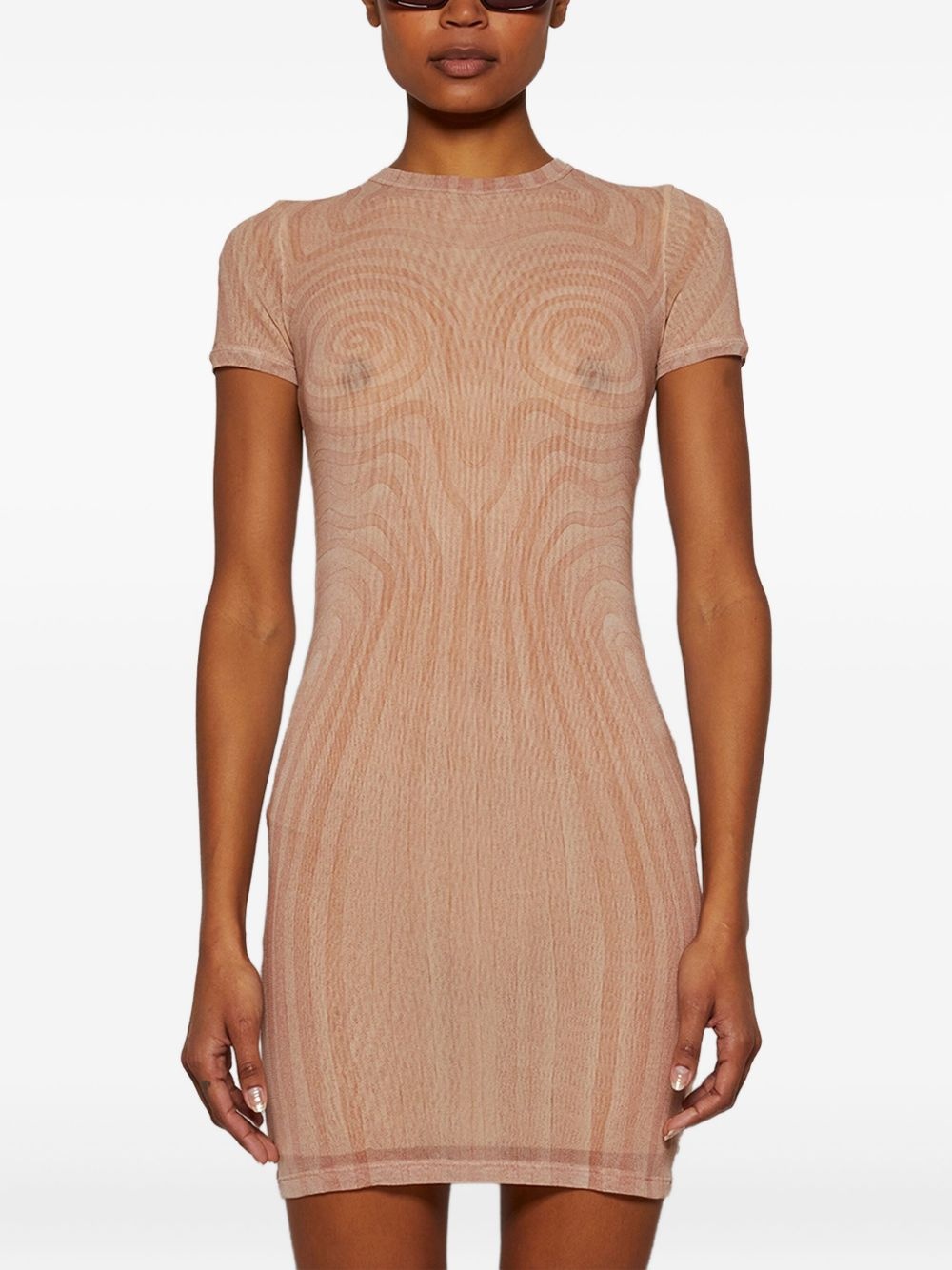 spiral-print mesh mini dress - 3