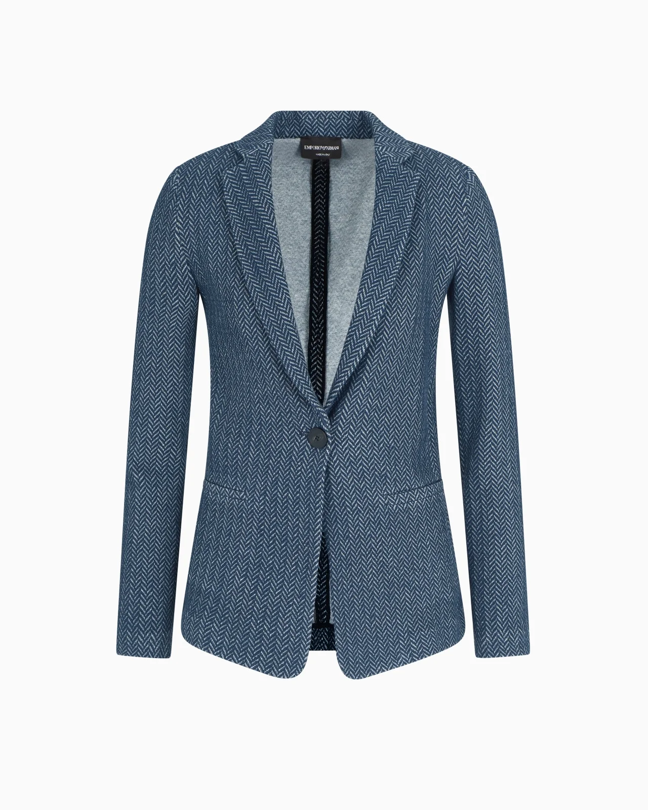 SINGLE-BREASTED BLAZER CHEVRON-MOTIF JERSEY - 1