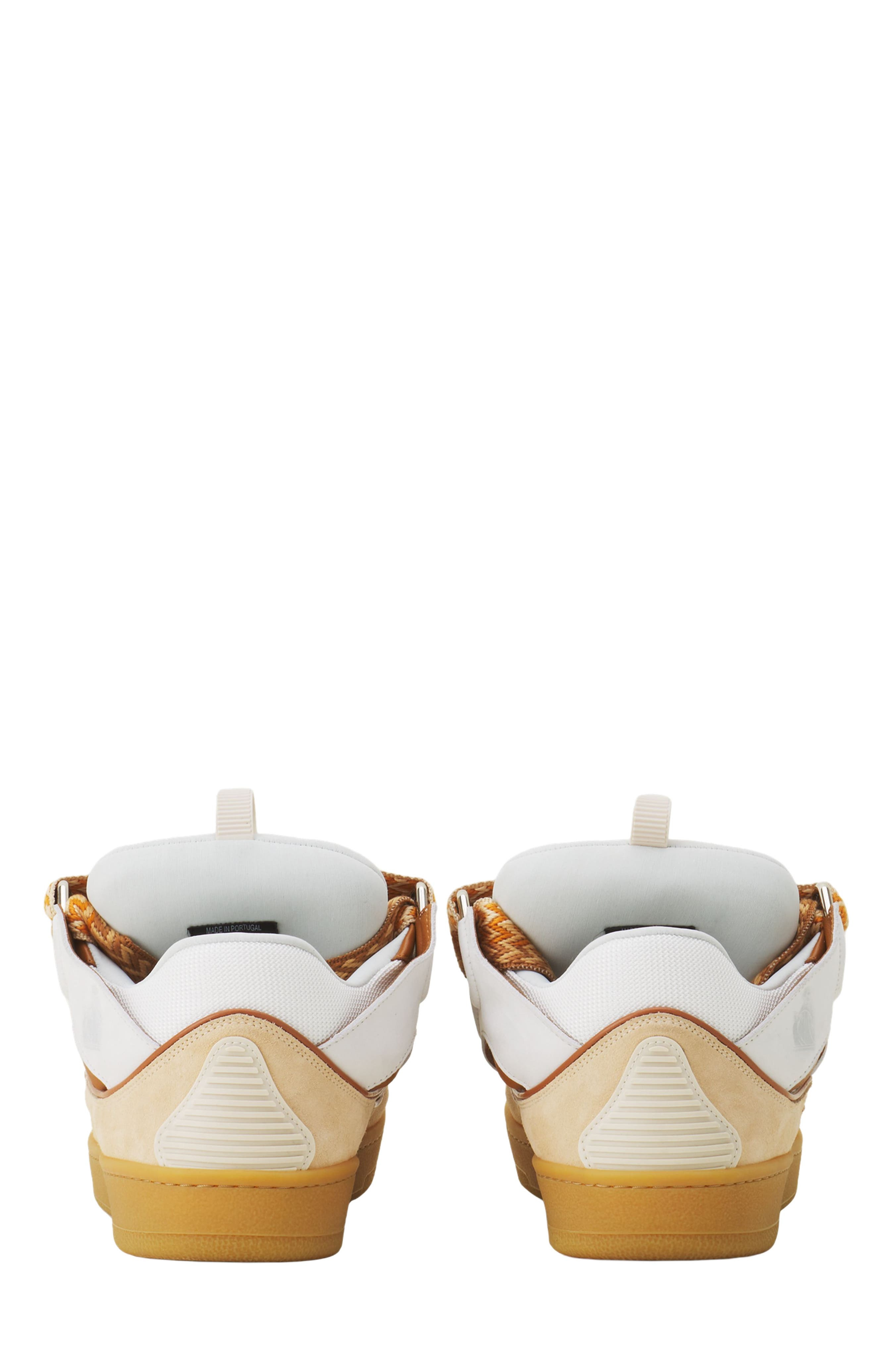 Lanvin Curb Leather Sneakers in Optic White/honey at Nordstrom - 3