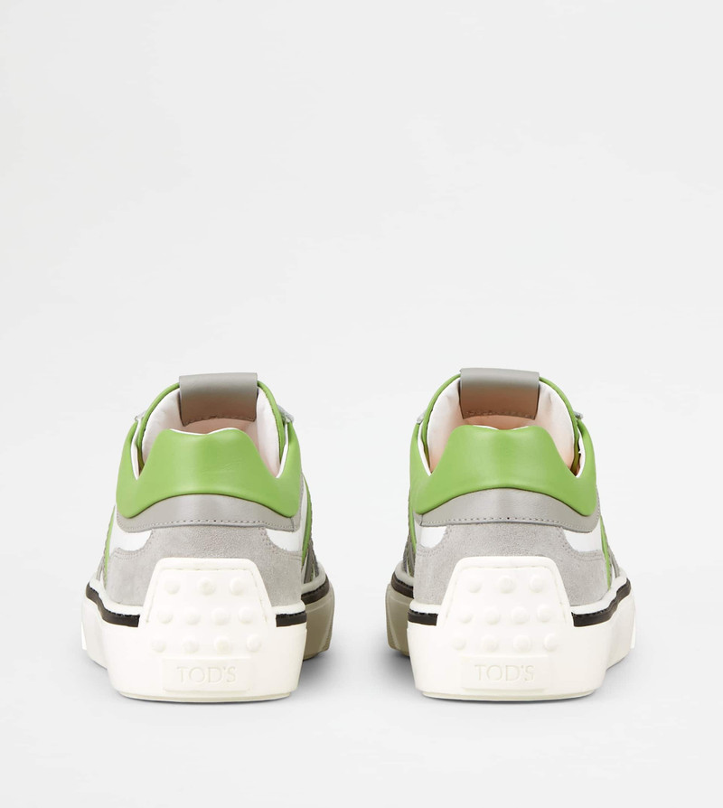 Tod's SNEAKERS IN LEATHER - GREY, WHITE, GREEN outlook
