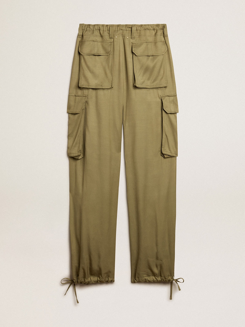 Women’s olive-colored viscose cargo pants 5