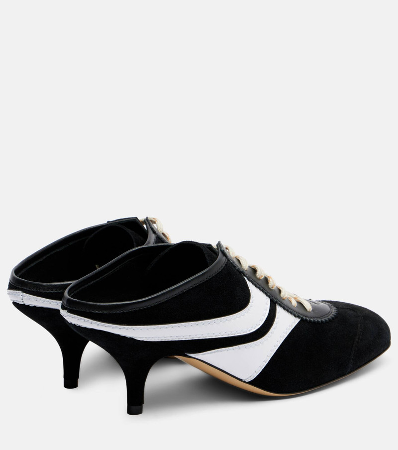 Dries Van Noten 65 leather-trimmed suede mules outlook