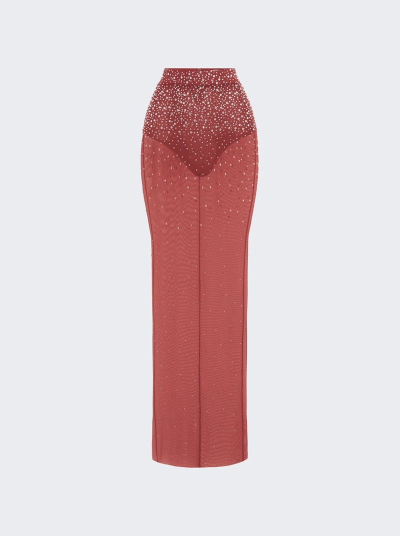 Column Skirt In Crystal Mesh Cognac - 1