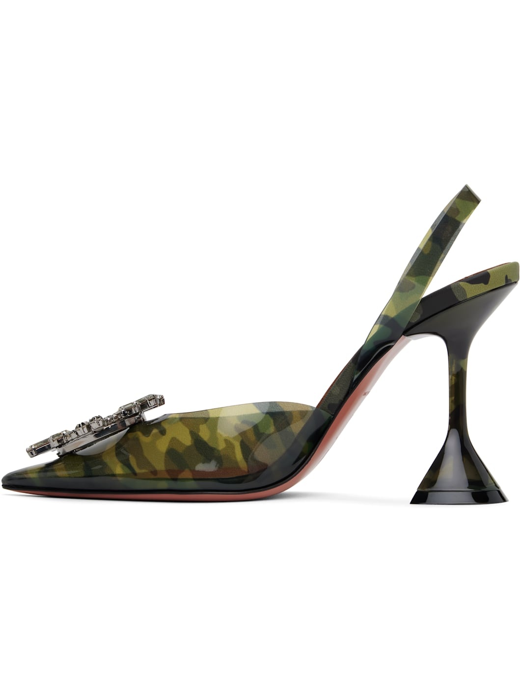 Khaki Begum Glass Sling Heels - 3
