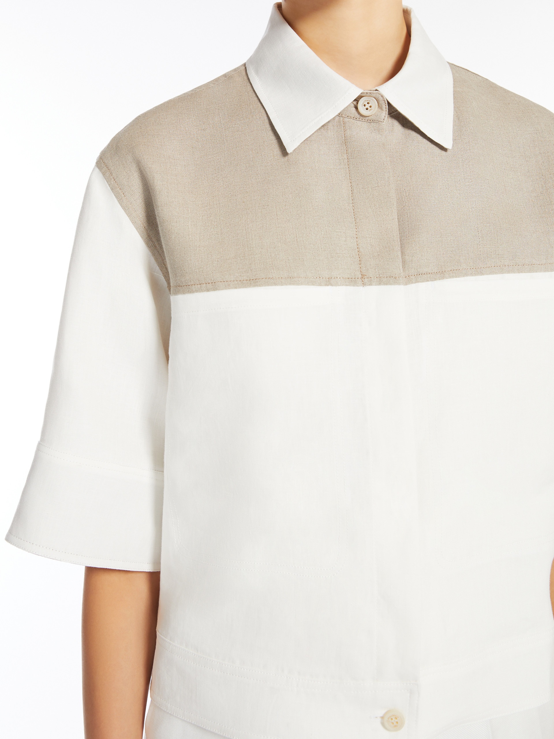 RADIOSO Linen canvas cropped blouse - 5